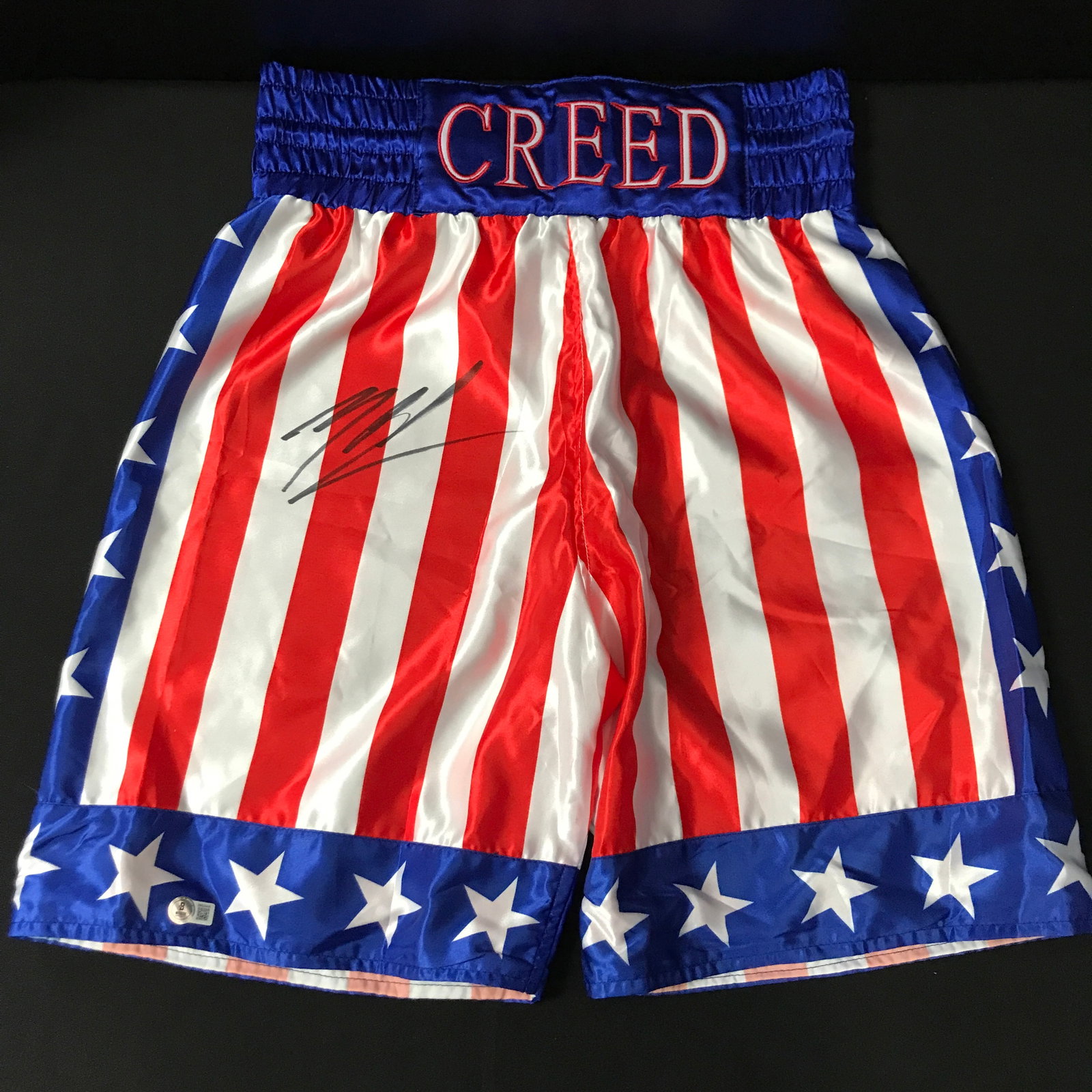 MICHAEL B JORDAN SIGNED CREED BOXING SHORTS - BECKETT COA (1 of 2)
