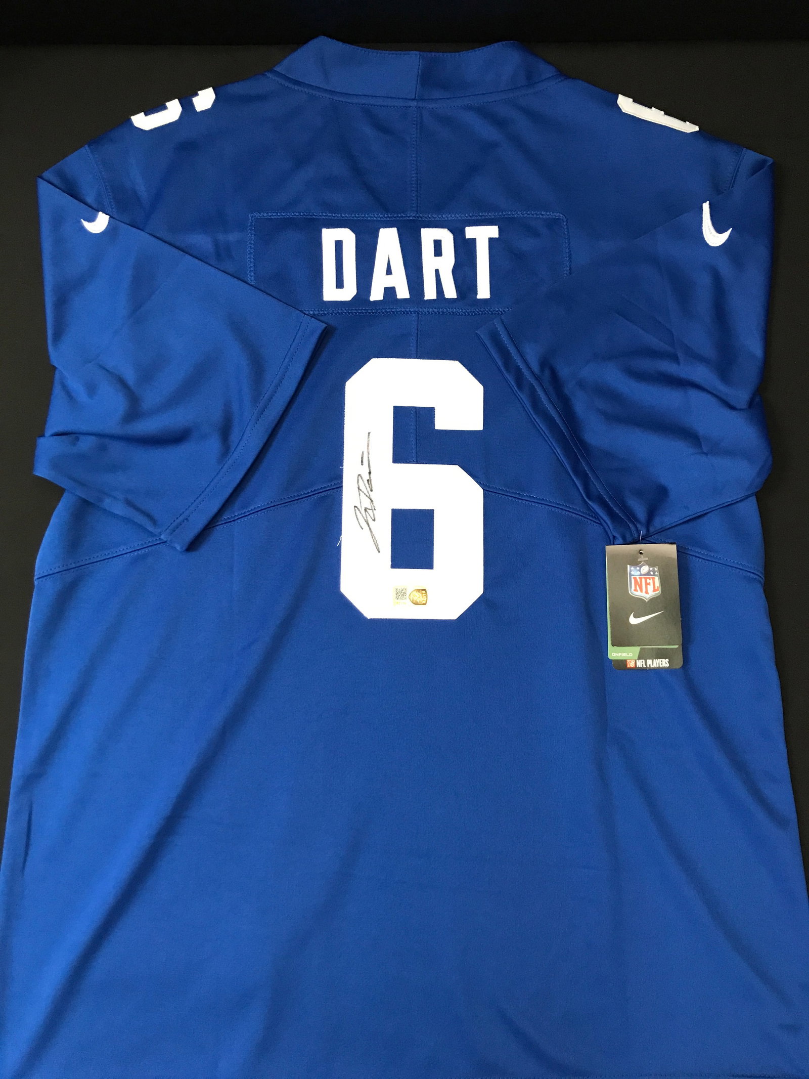 JAXSON DART SIGNED NEW YORK GIANTS CUSTOM JERSEY - ELITE COA: Prices are in Canadian dollars