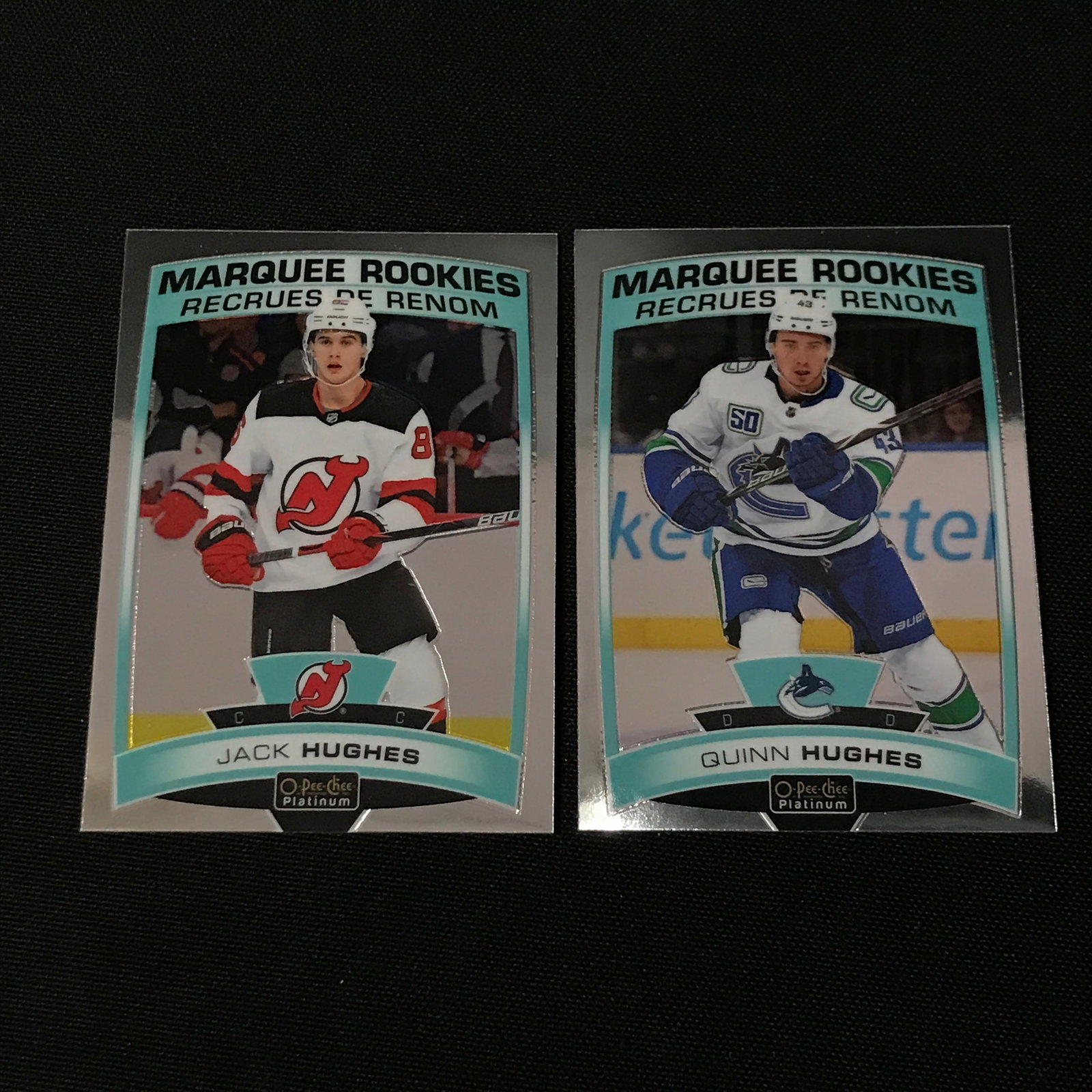 LOT OF 2 OPC MARQUEE ROOKIES TRADING CARDS JACK AND QUINN HUGHES (1 of 1)