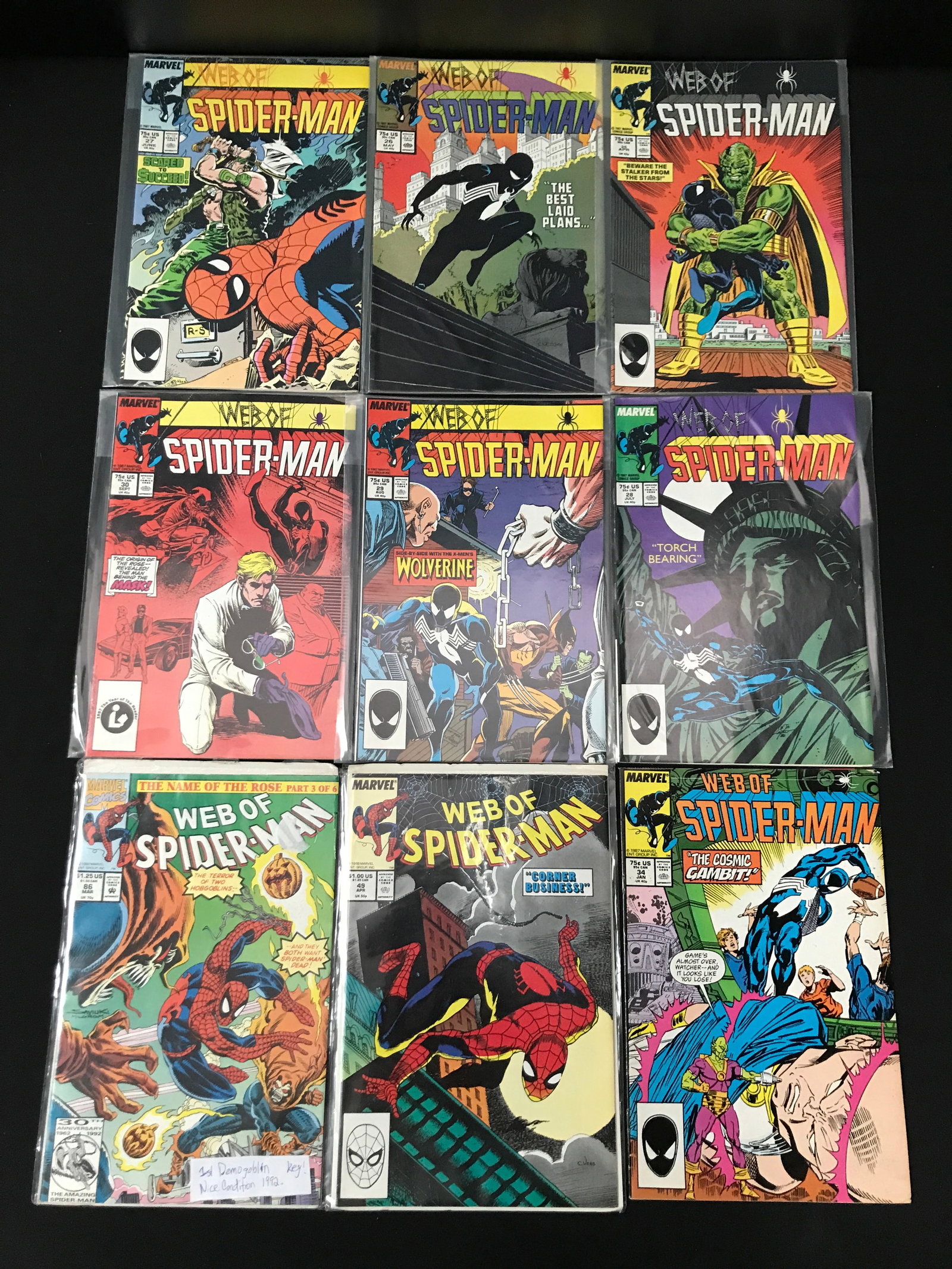 LOT OF 9 WEB OF SPIDERMAN COMICS - MARVEL COMICS (1 of 1)