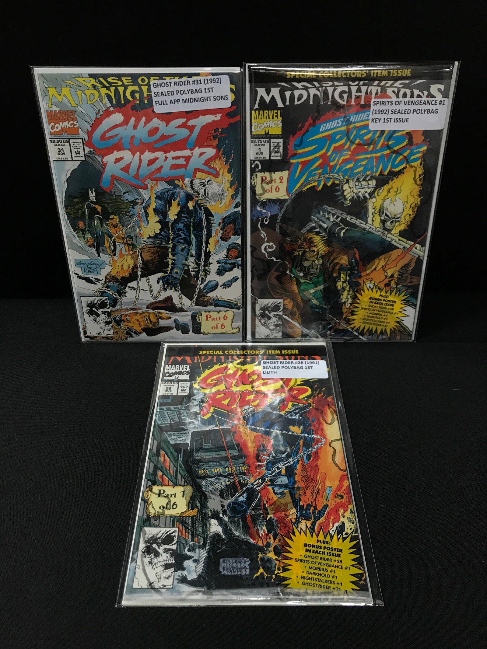 LOT OF 3 GHOST RIDER COMICS - MARVEL COMICS: Prices are in Canadian Dollars