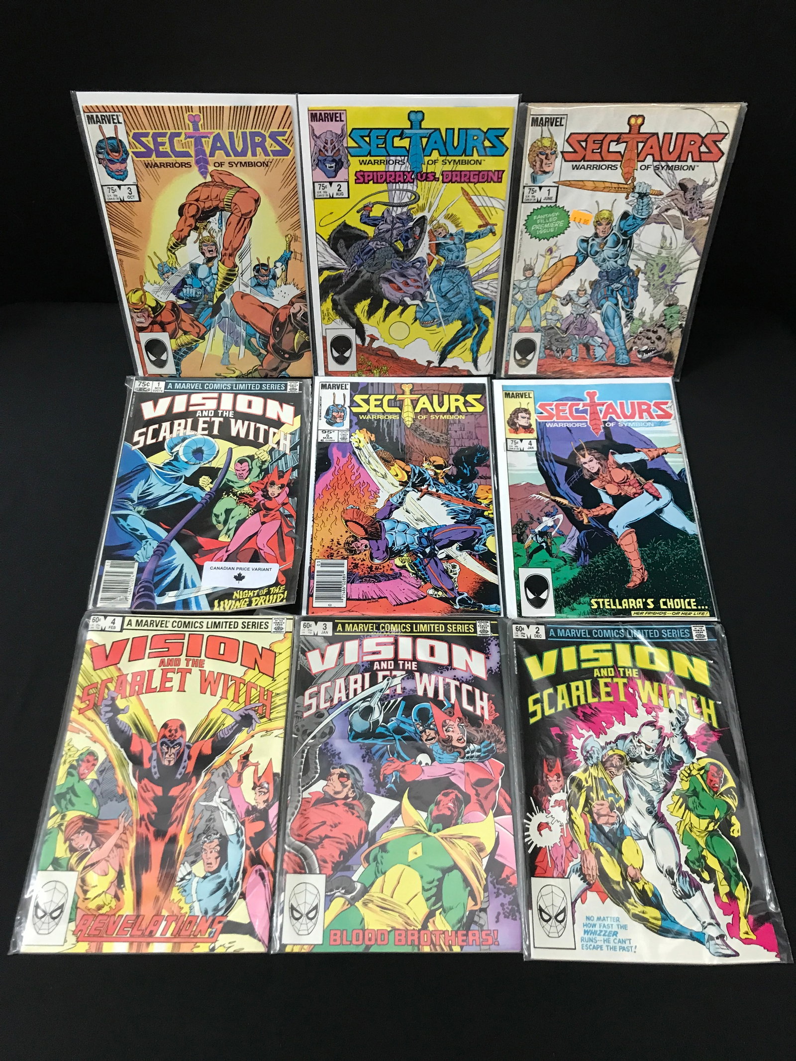 LOT OF 9 MARVEL COMICS: Prices are in Canadian dollars