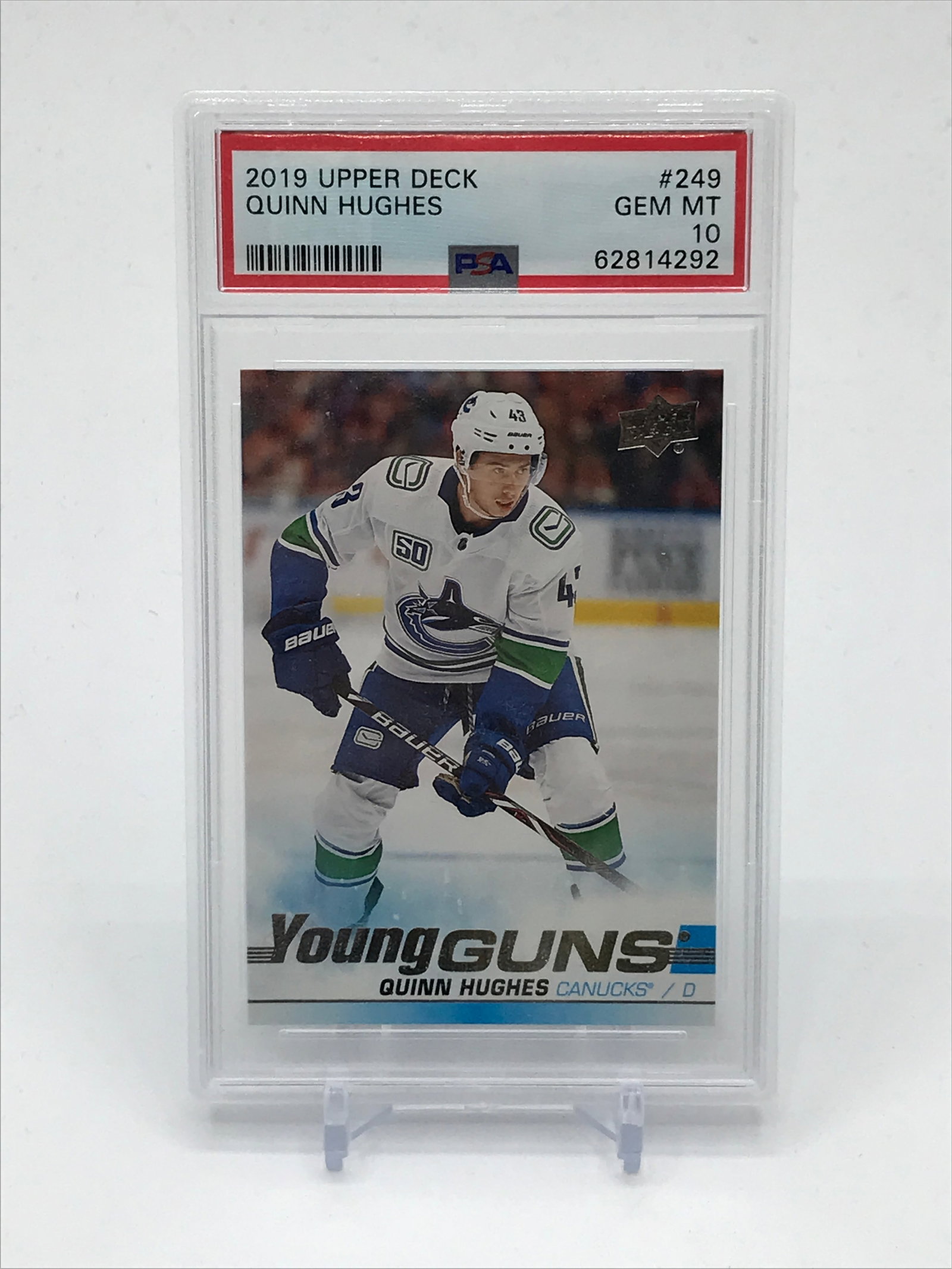 2019 UPPER DECK QUINN HUGHES YOUNG GUNS ROOKIE CARD - PSA GRADE 10: Prices are in Canadian dollars