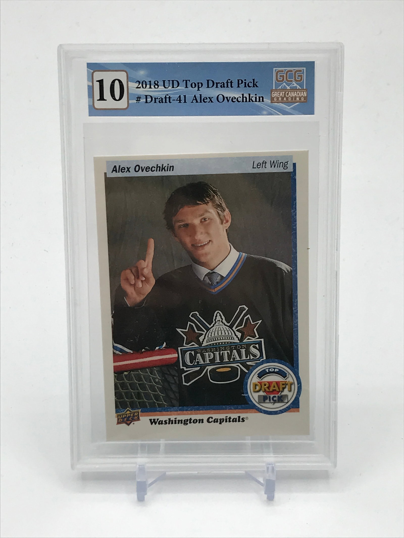 2018 UPPER DECK TOP DRAFT PICK ALEX OVECHKIN TRADING CARD - GCG GRADE 10 (1 of 2)