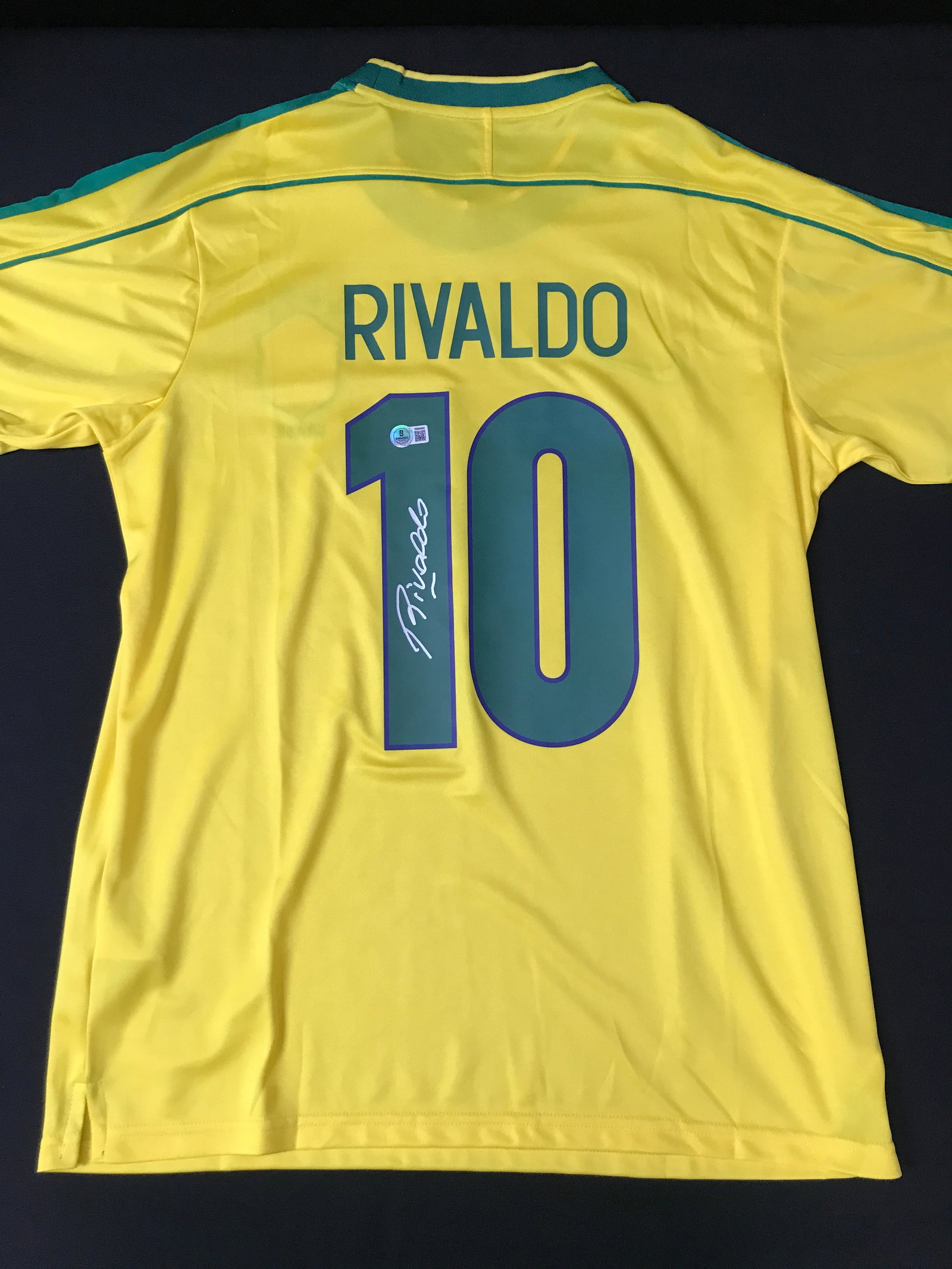 RIVALDO SIGNED BRASIL SOCCER JERSEY - BECKETT COA: Prices are in Canadian dollars