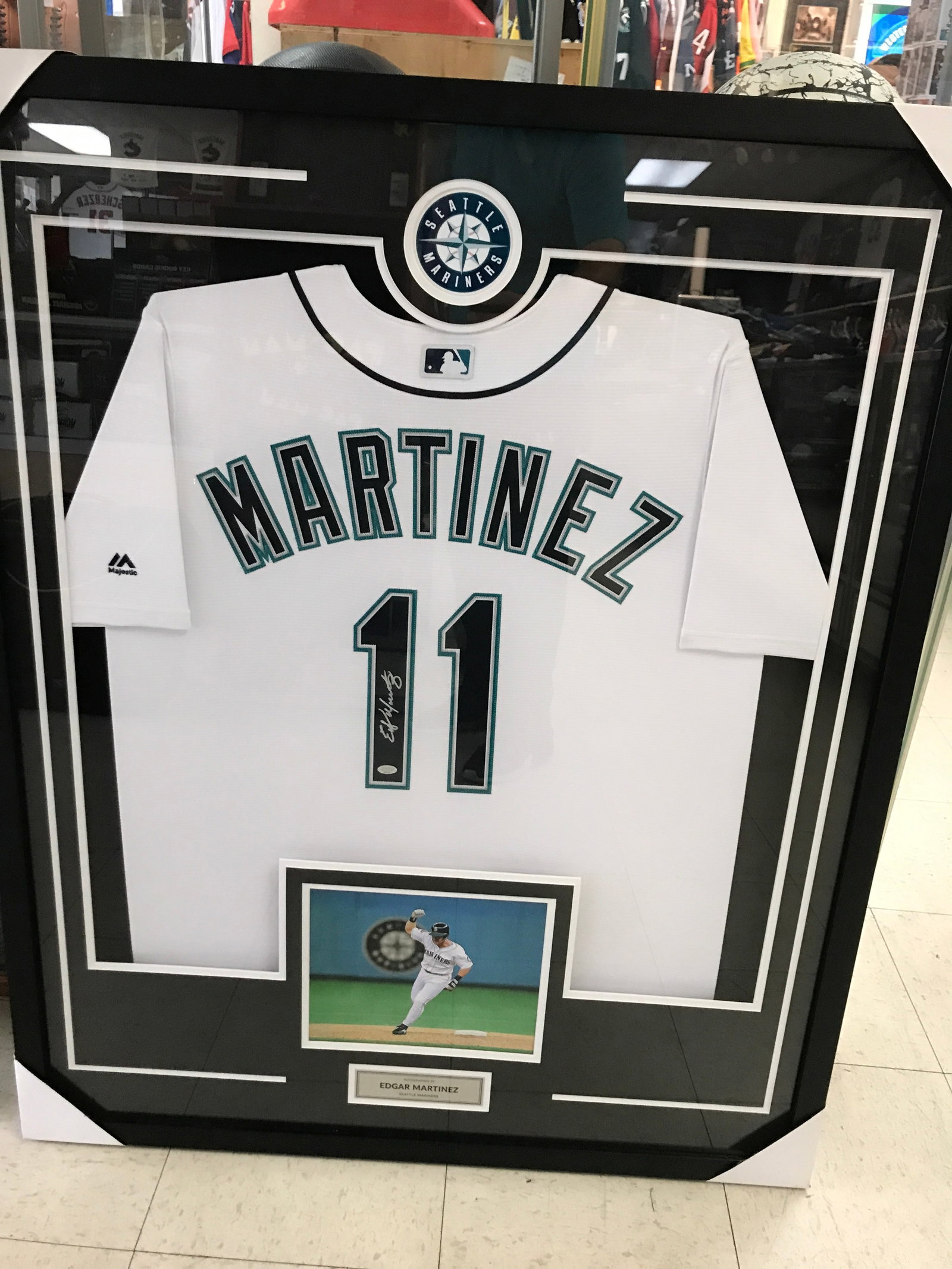 EDGAR MARTINEZ SIGNED AND FRAMED SEATTLE MARINERS JERSEY - MCS COA: Prices are in Canadian dollars