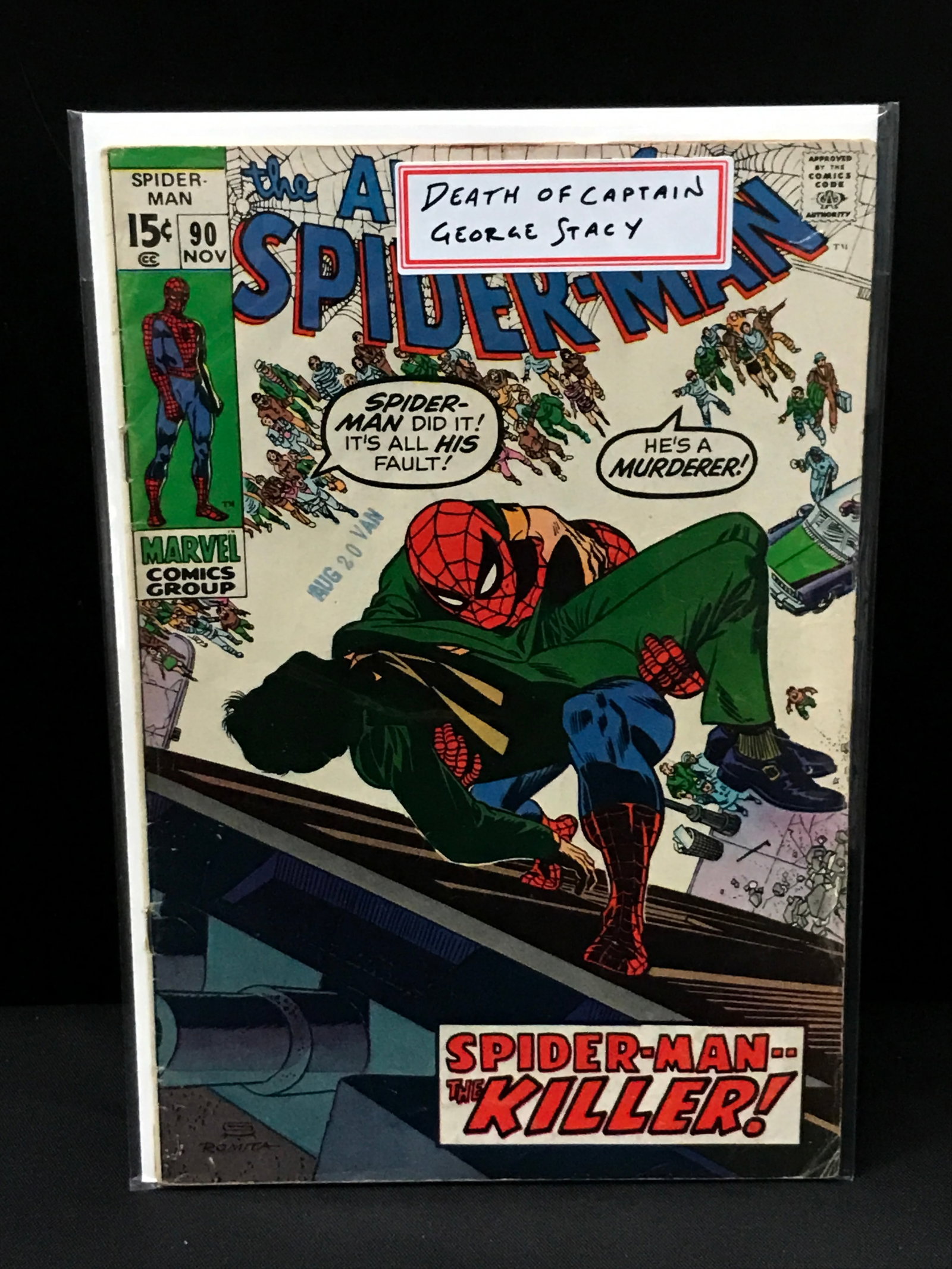 THE AMAZING SPIDERMAN #90 DEATH OF CAPTAIN GEORGE STACY - MARVEL COMICS (1 of 1)