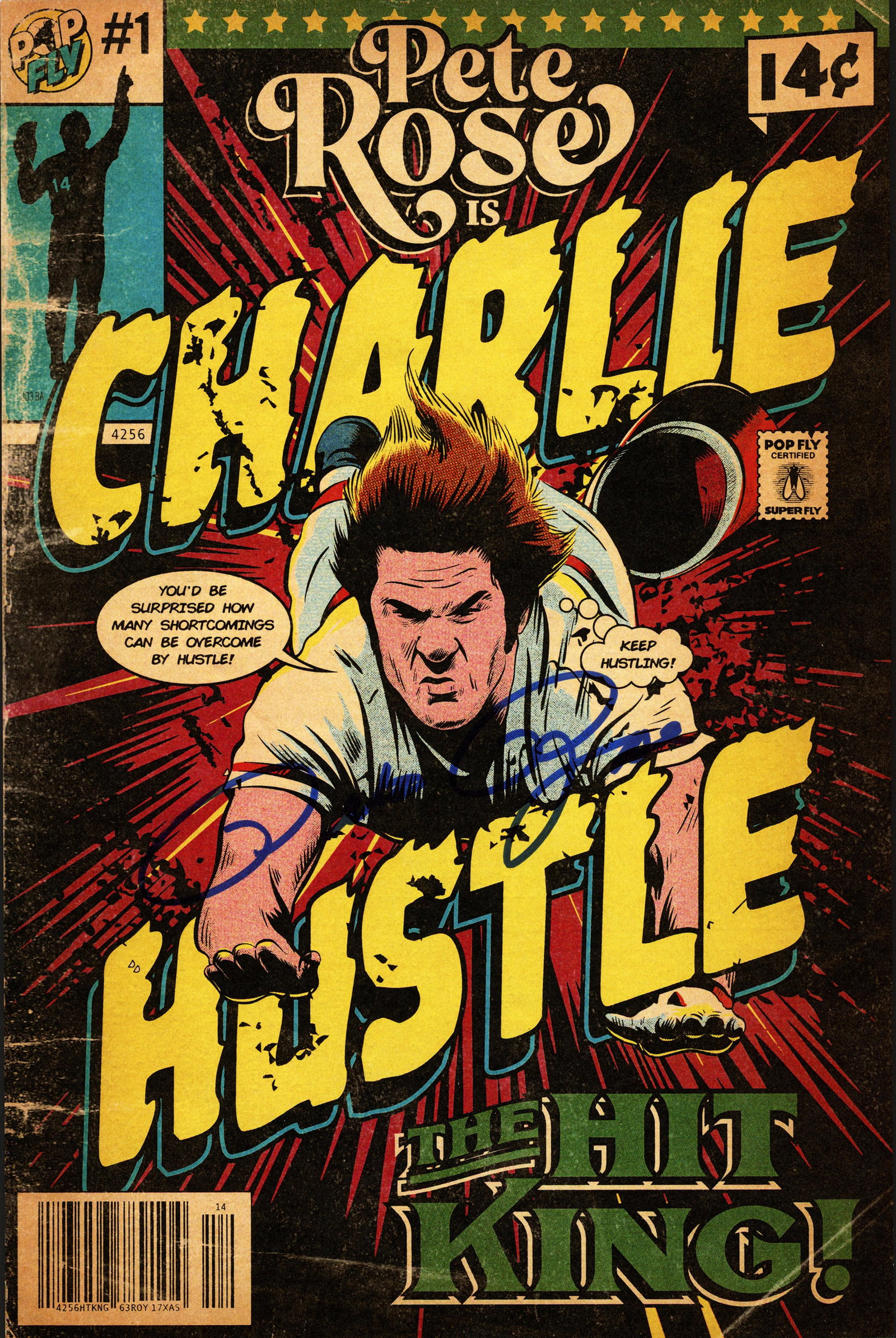 Pete Rose Autographed Pop Fly Pop Shop Print "Charlie Hustle" Cincinnati Reds Signed by Artist #586/: Prices are in Canadian dollars