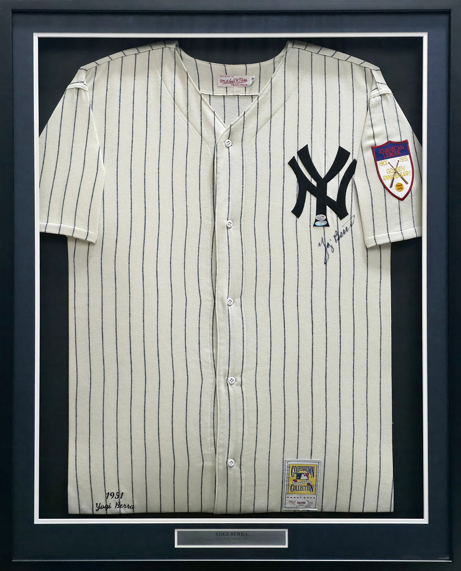 YOGI BERA SIGNED AND FRAMED NEW YORK YANKEES JERSEY - PSA COA: Prices are in Canadian dollars