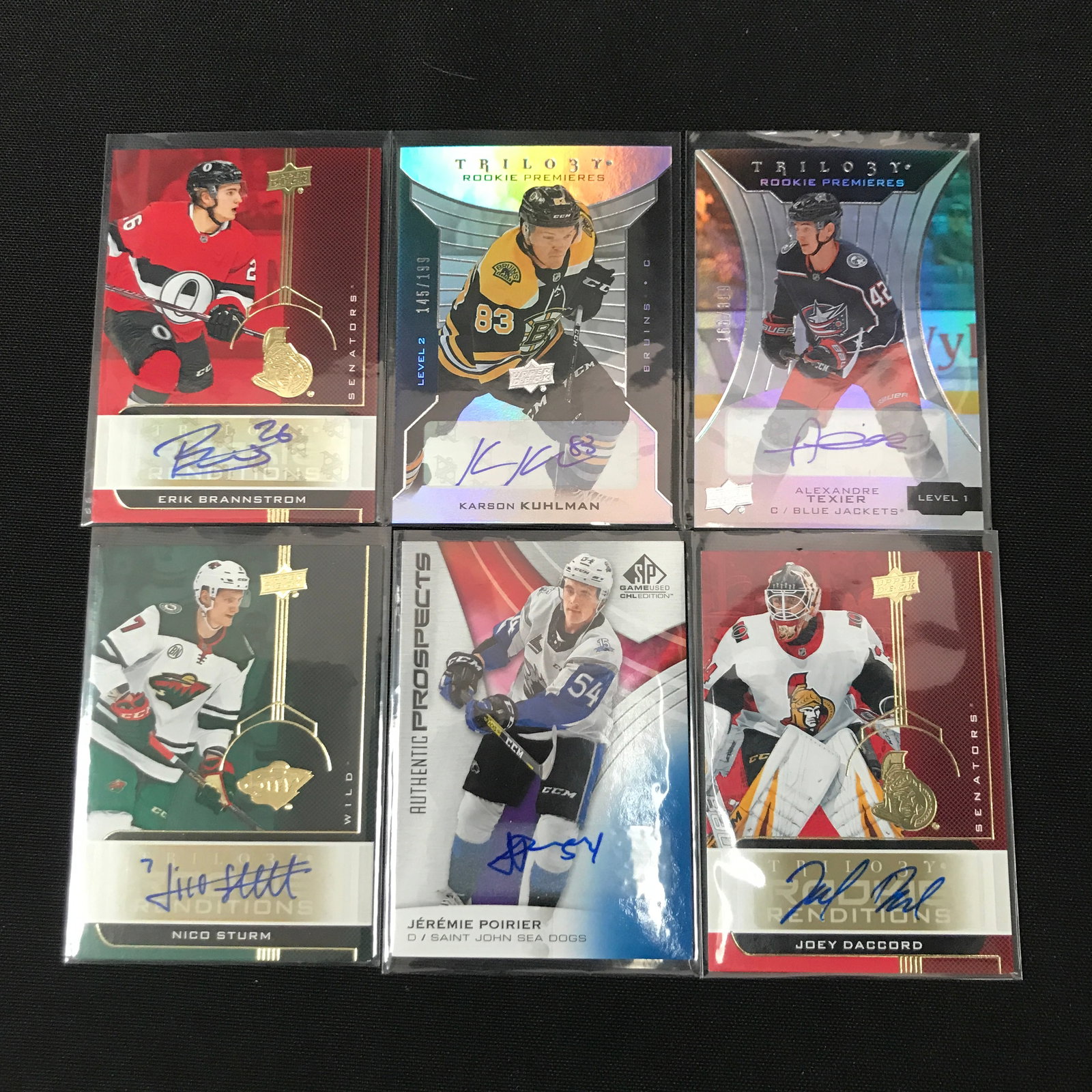 LOT OF 6 SIGNED HOCKEY TRADING CARDS: Prices are in Canadian dollars