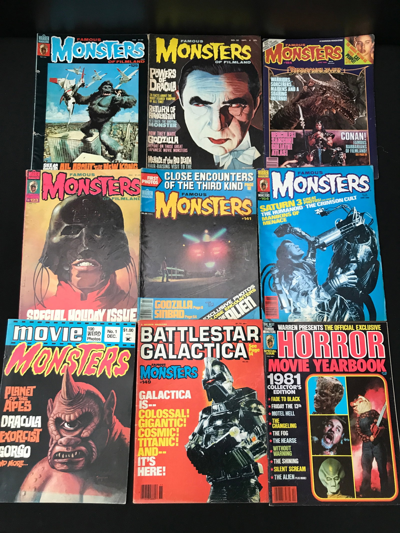 LOT OF 9 VINTAGE HORROR MOVIE MAGAZINES (1 of 1)