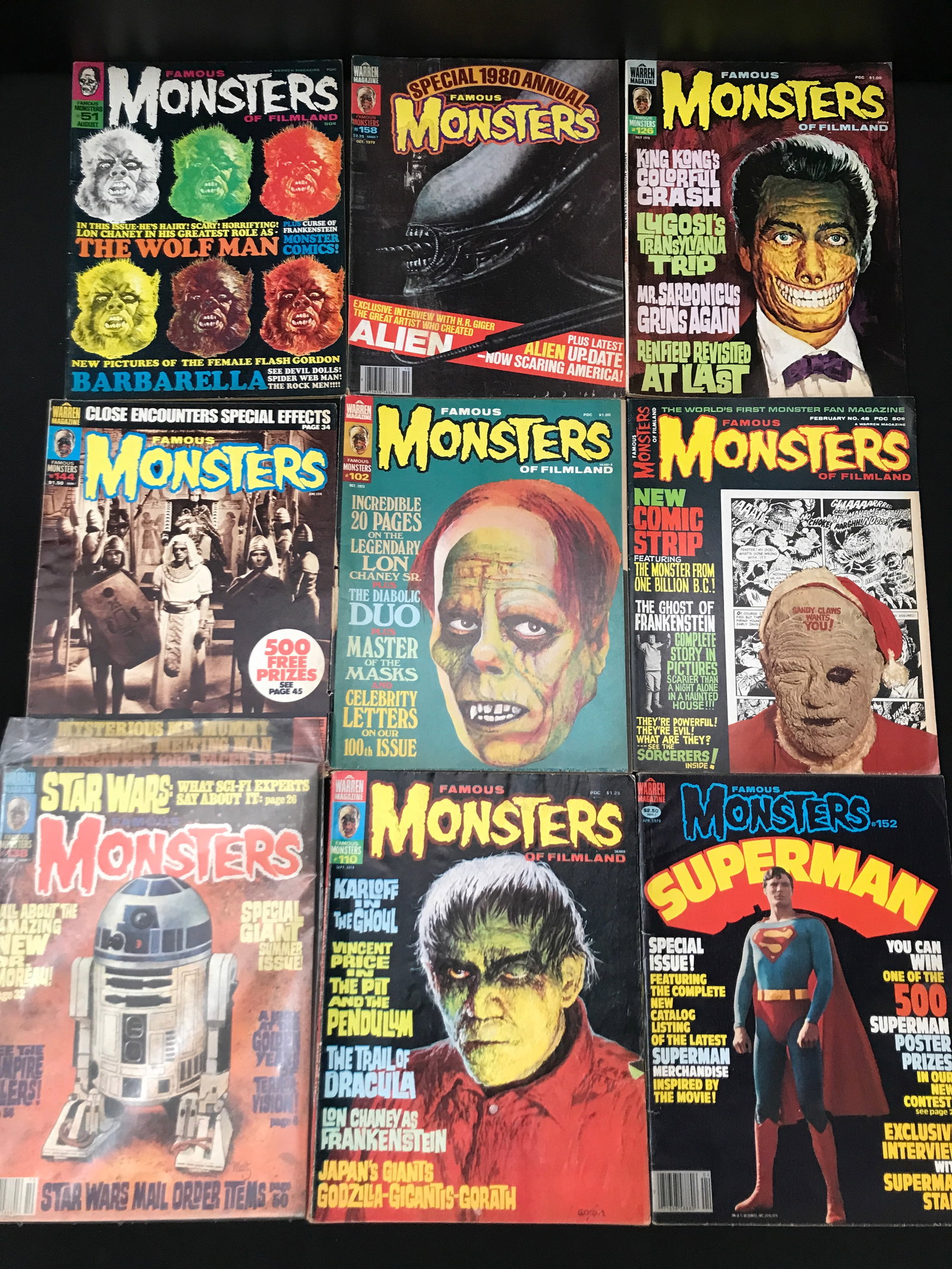 LOT OF 9 FAMOUS MONSTERS MAGAZINES (1 of 1)