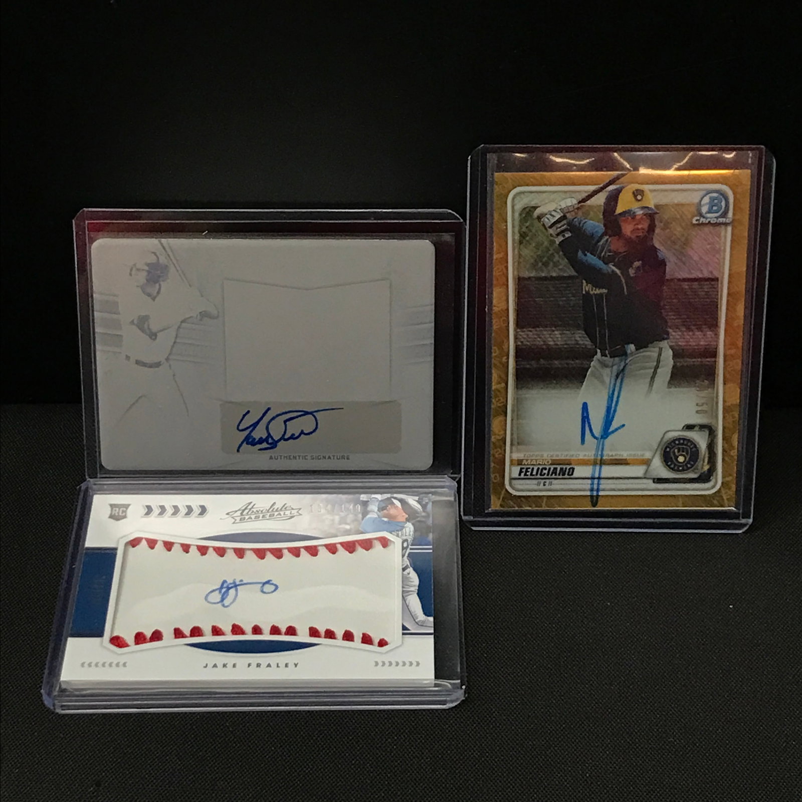 LOT OF 3 SIGNED BASEBALL ROOKIE CARDS 1/1 PRINTING PLATE INCLUDED): Prices are in Canadian dollars
