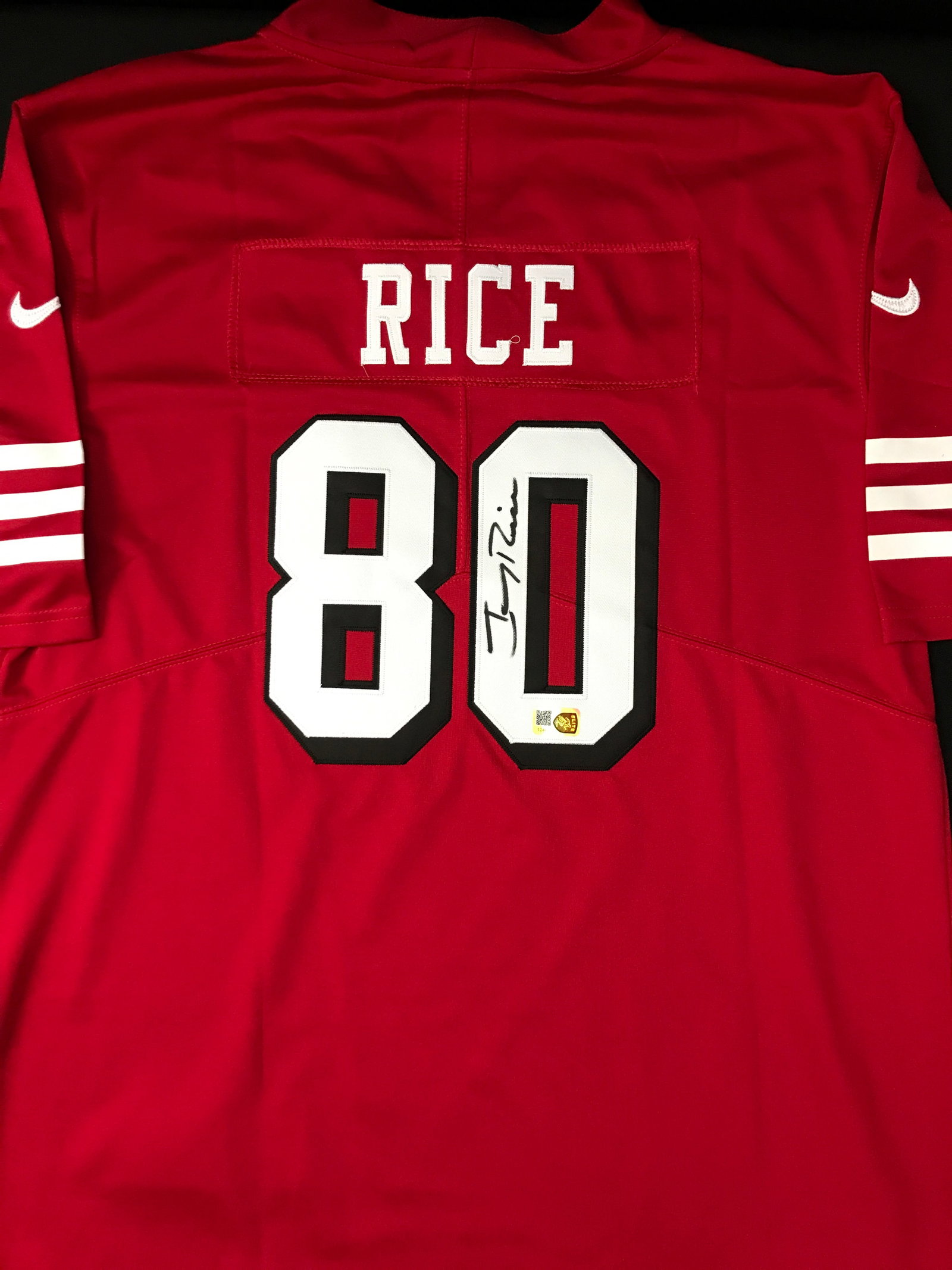 JERRY RICE SIGNED CUSTOM FOOTBALL JERSEY - ELITE COA: Prices are in Canadian dollars