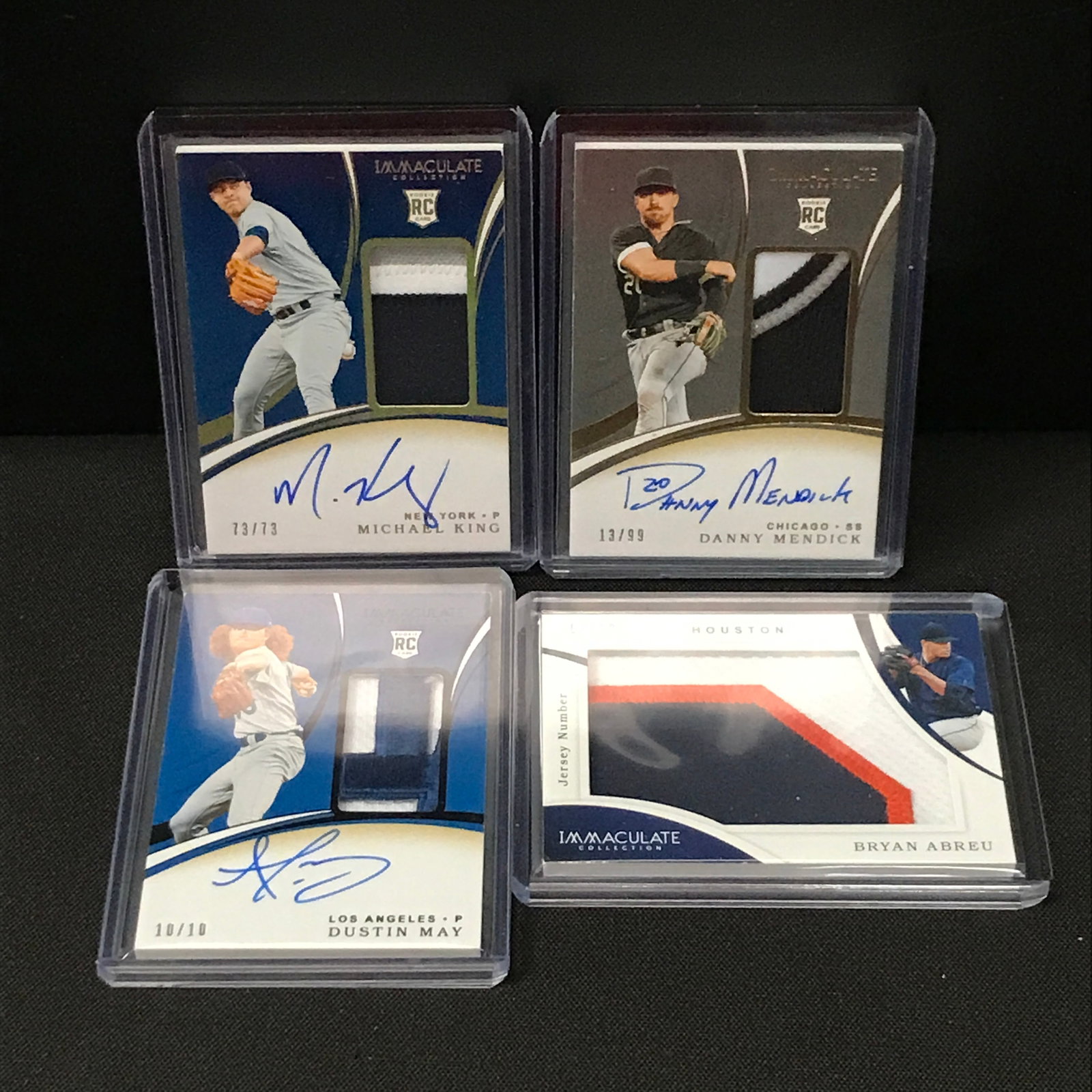 LOT OF 4 BASEBALL TRADING CARDS INCLUDING 3 SIGNED ROOKIE PATCH CARDS: Prices are in Canadian dollars