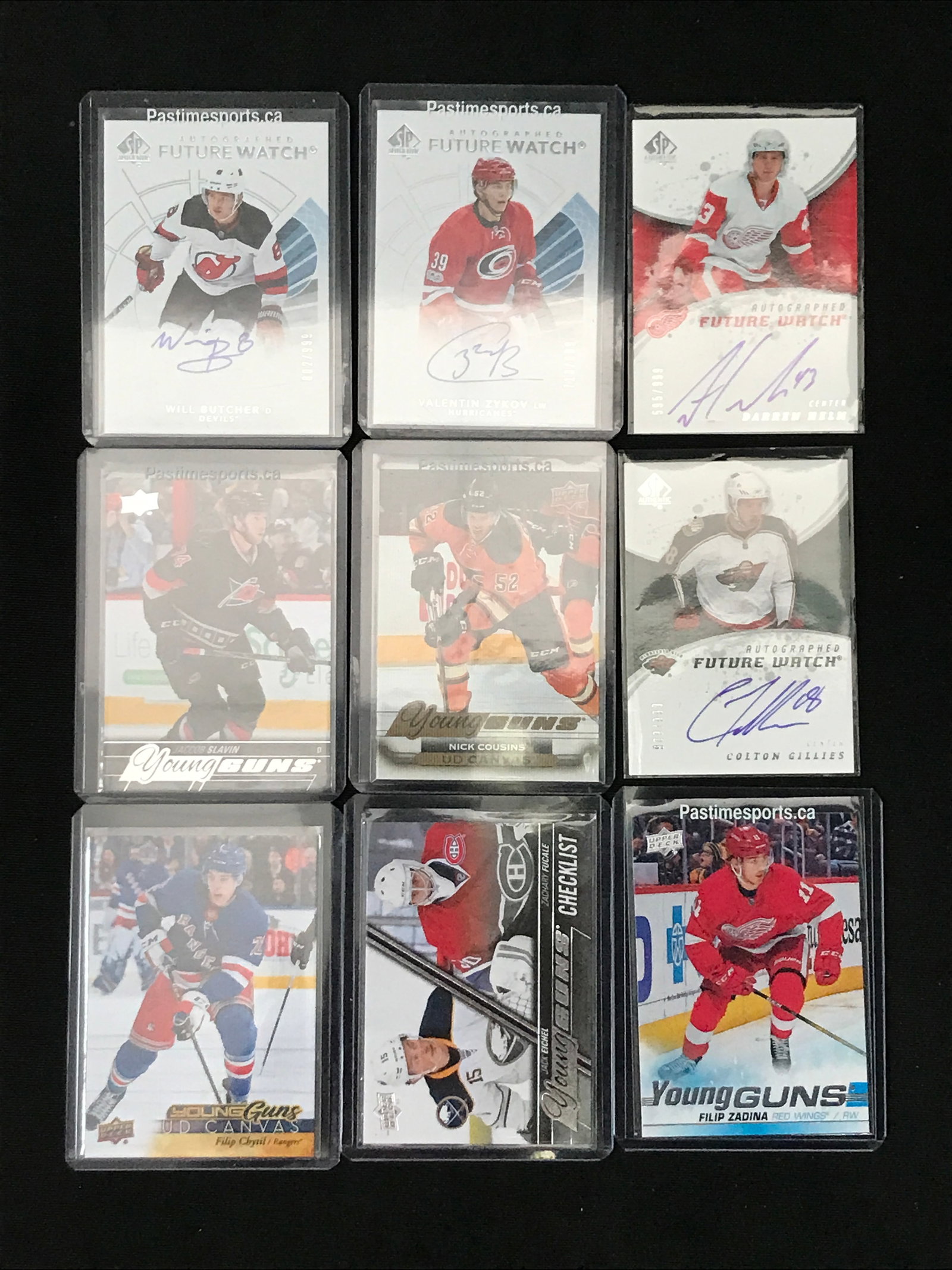 LOT OF 9 FUTURE WATCH / YOUNG GUNS HOCKEY TRADING CARDS: Prices are in Canadian dollars