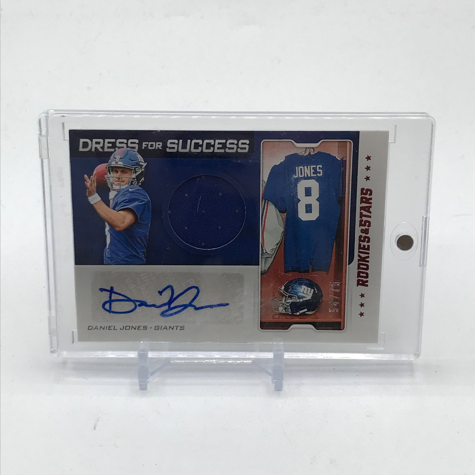 2019 PANINI ROOKIES AND STARS FOOTBALL DANIEL JONES SIGNED PATCH TRADING CARD 54/75: Prices are in Canadian dollars