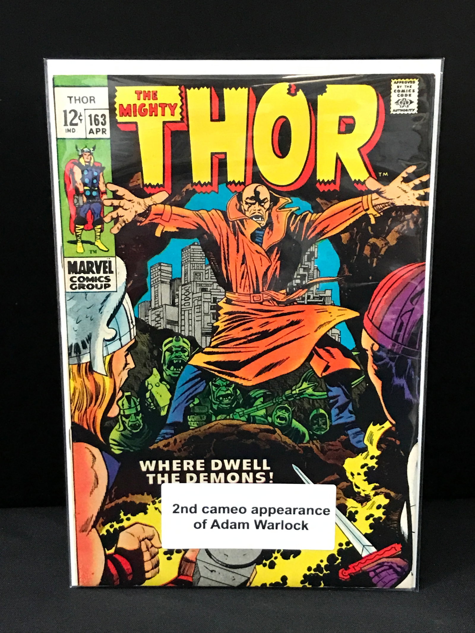 THE MIGHTY THOR #163 2ND CAMEO APP OF ADAM WARLOCK - MARVEL COMICS (1 of 1)