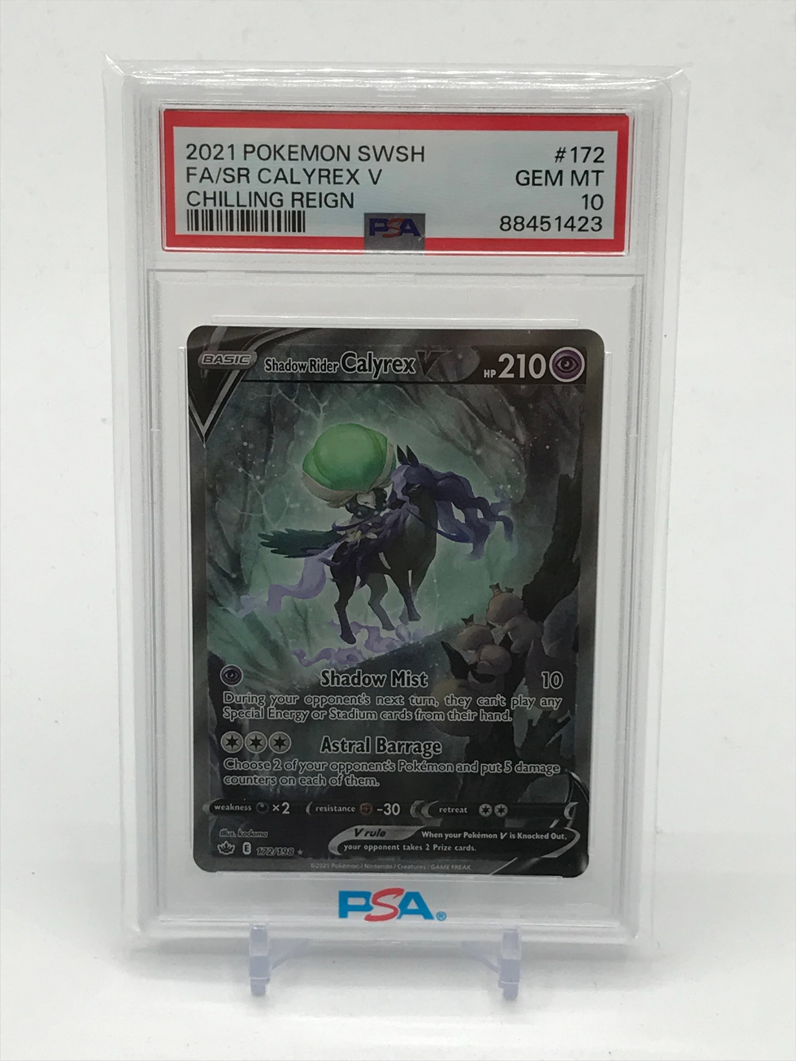2021 POKEMON SWSH FA/SR CALYREX V CHILLING REIGN TRADING CARD - PSA GRADE 10: Prices are in Canadian dollars