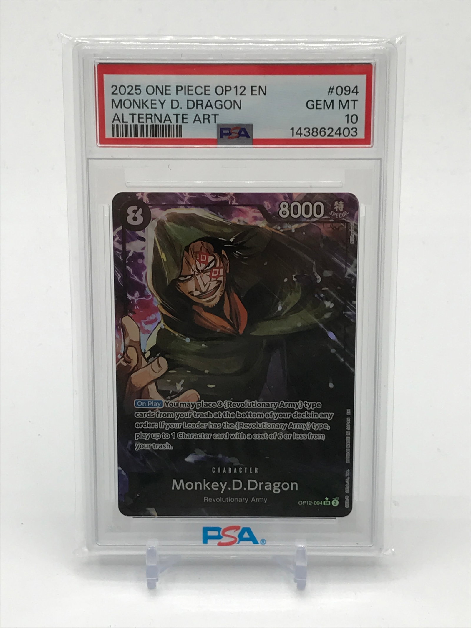 2025 ONE PIECE OP12 EN MONKEY D DRAGON ALTERNATE ART TRADING CARD - PSA GRADE 10 (1 of 1)