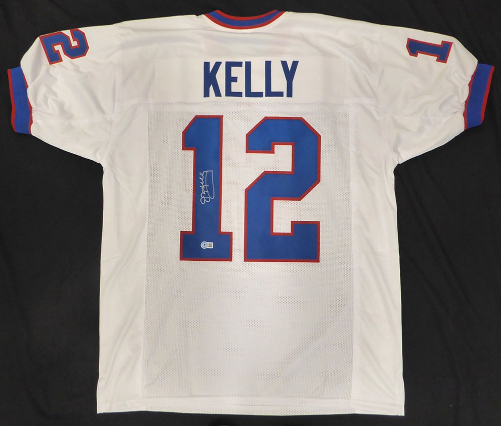JIM KELLY SIGNED FOOTBALL JERSEY - BECKETT COA: Prices are in Canadian dollars