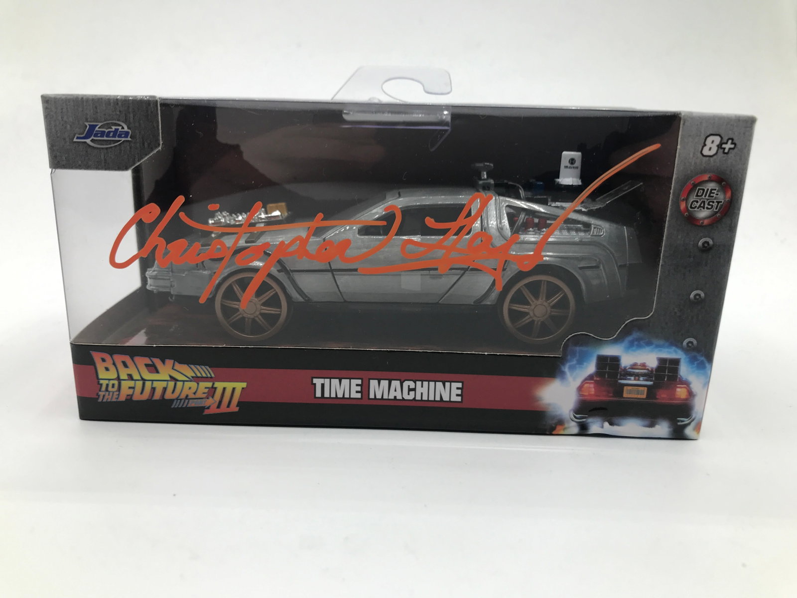 CHRISTOPHER LLOYD SIGNED TIME MACHINE DELOREAN - WWOC COA: Prices are in Canadian dollars