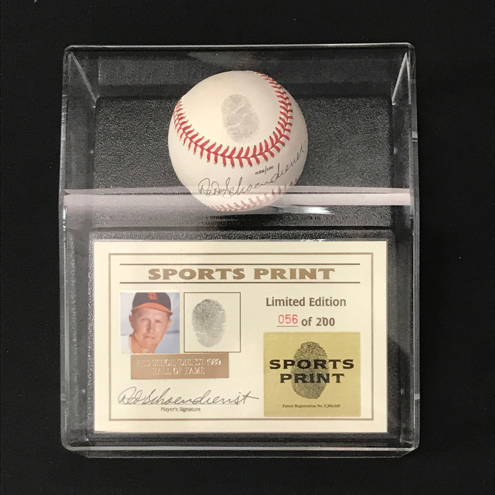 RED SCHOENDIENST SIGNED AND ENCASED DNA BASEBALL PRESENTATION PIECE 056/200 - SPORTS PRINT COA: Prices are in Canadian dollars