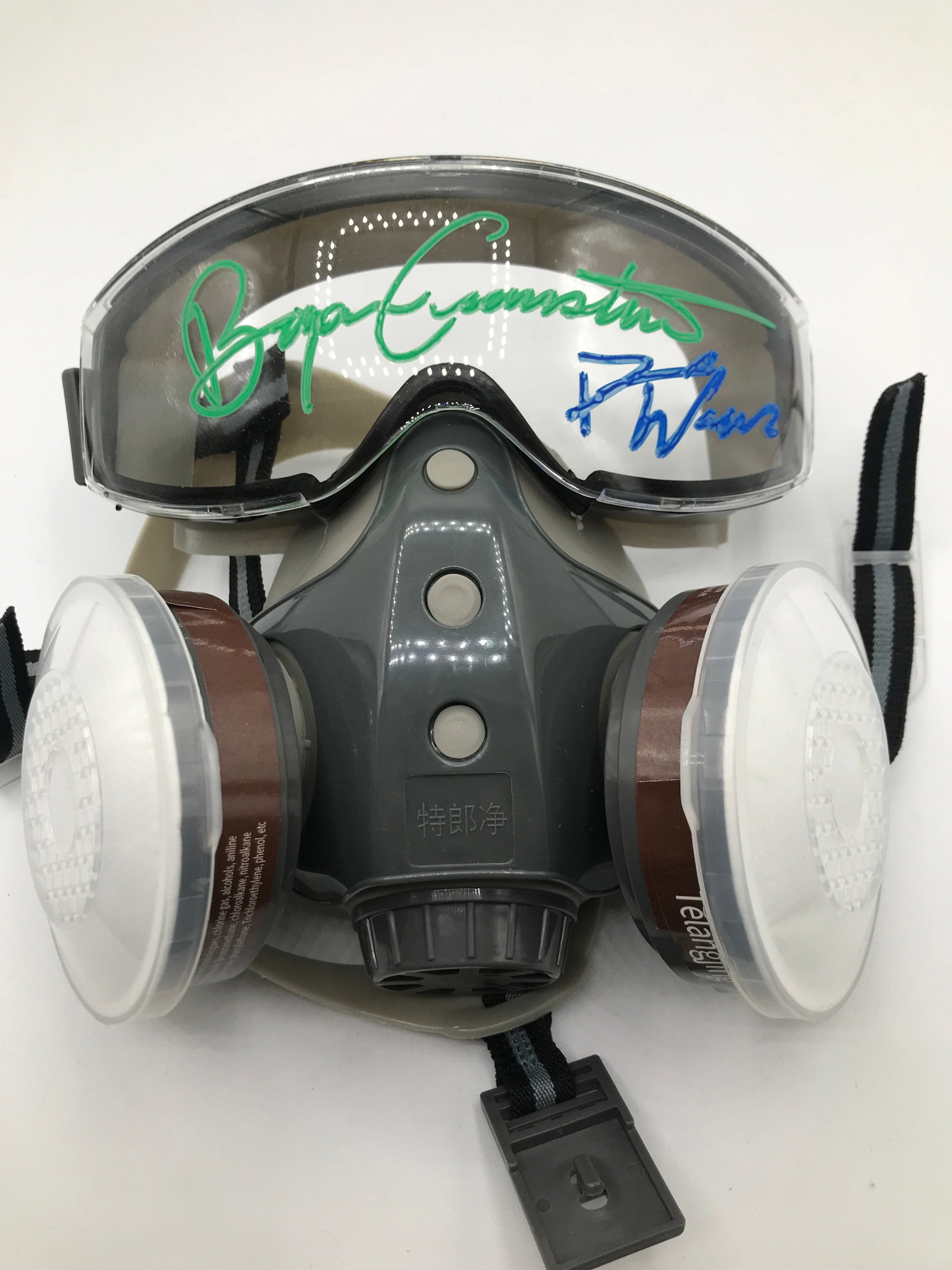 BRYAN CRANSTON AND DEAN NORRIS DUAL SIGNED GASMASK - WWOC AND KB COA: Prices are in Canadian dollars