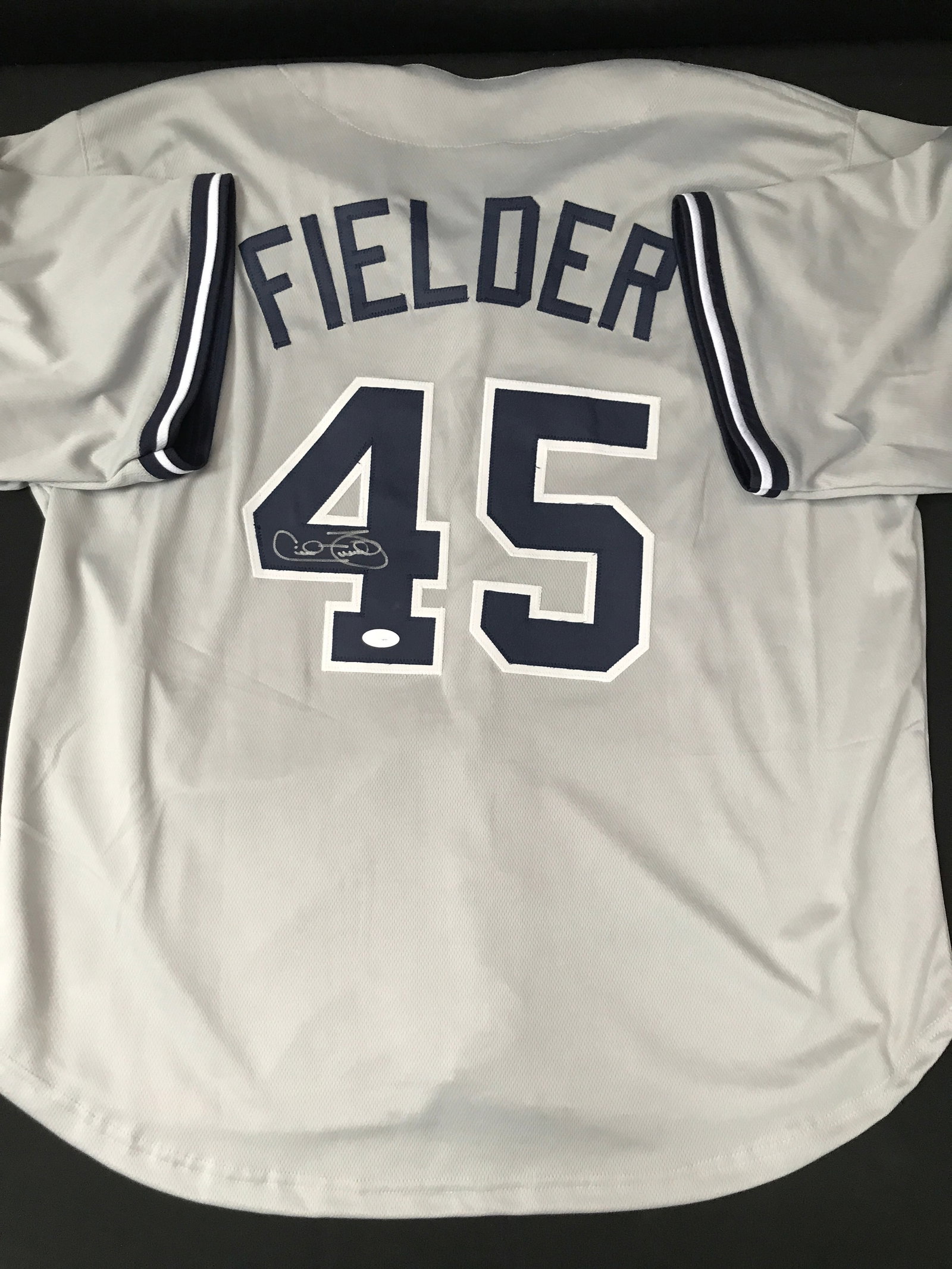 CECIL FIELDER SIGNED NEW YORK JERSEY - PSA COA (1 of 3)