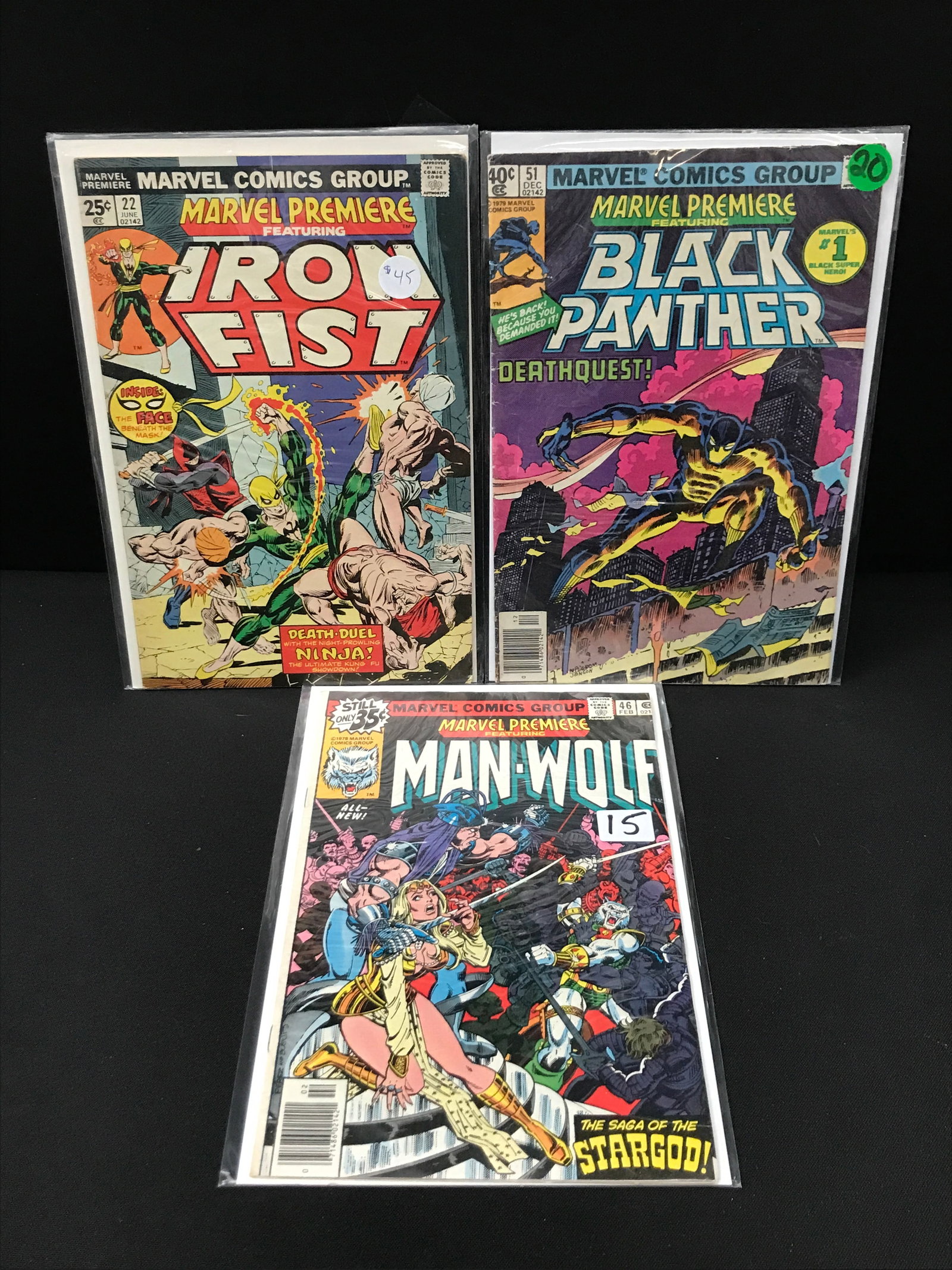 LOT OF 3 MARVEL PREMIERE COMICS - MARVEL COMICS (1 of 1)