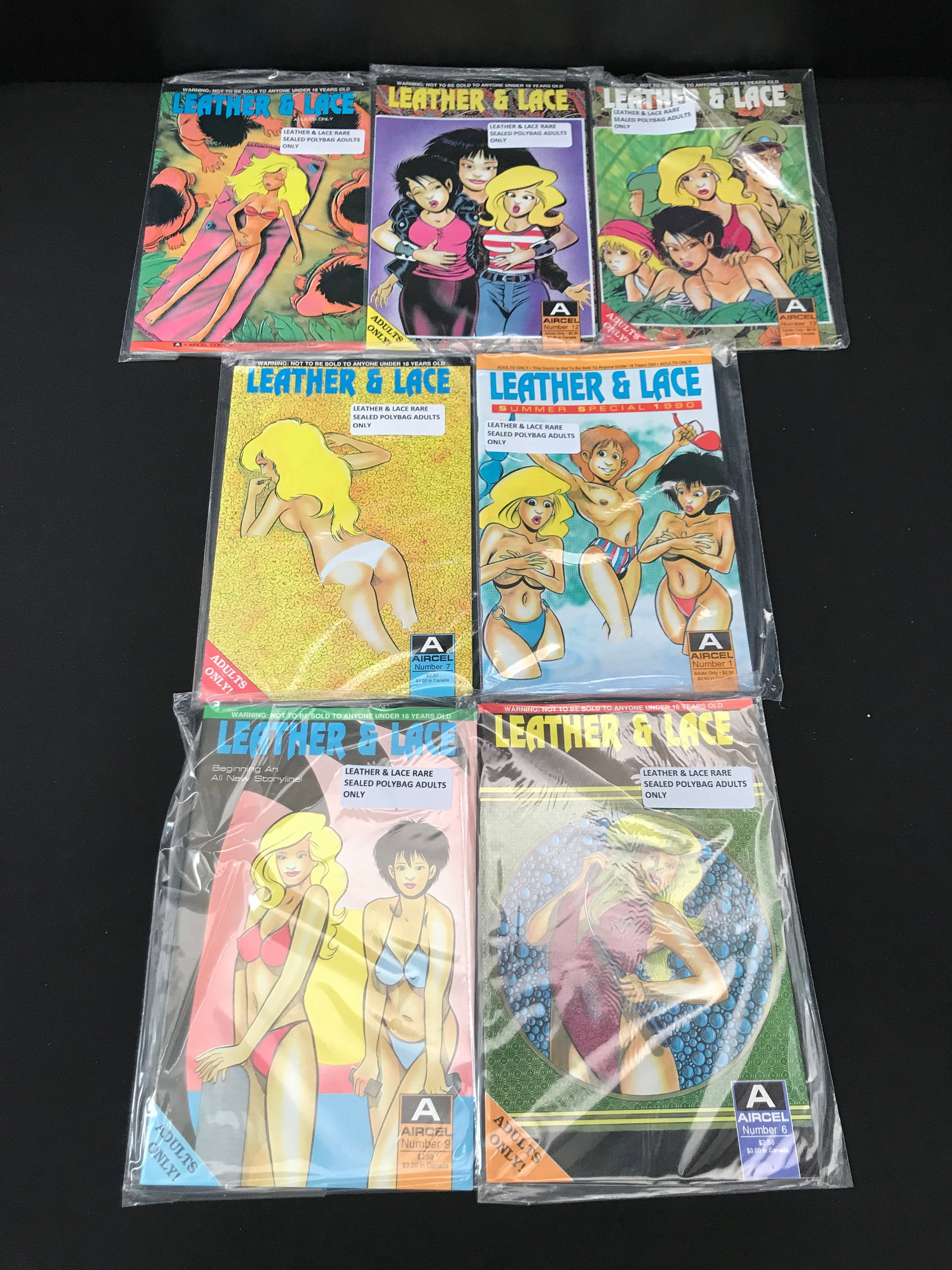 LOT OF 7 LEATHER & LACE COMICS: Prices are in Canadian dollars
