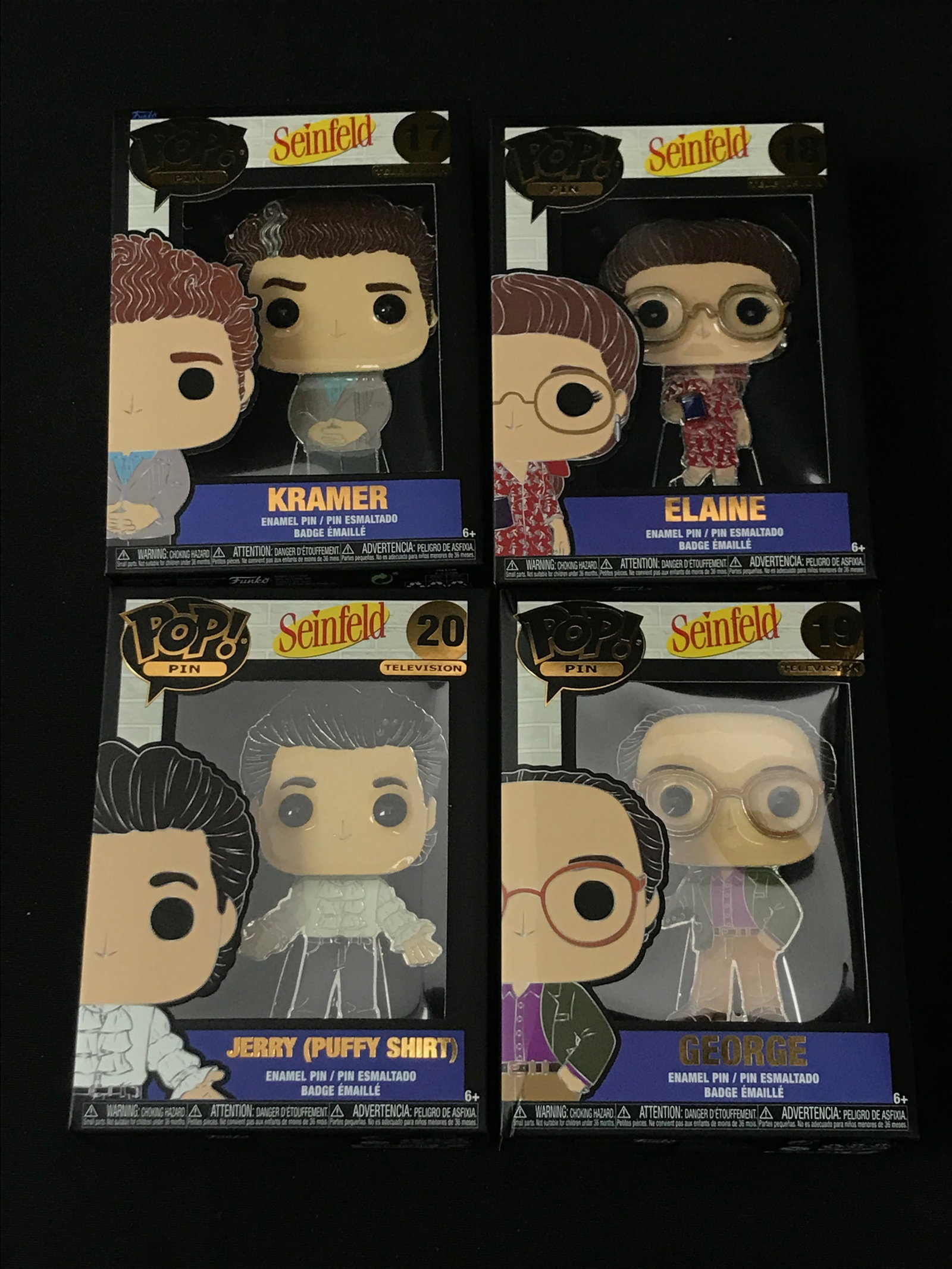 LOT 4 SEINFELD PINS IN ORIGINAL PACKAGING: Prices are in Canadian dollars