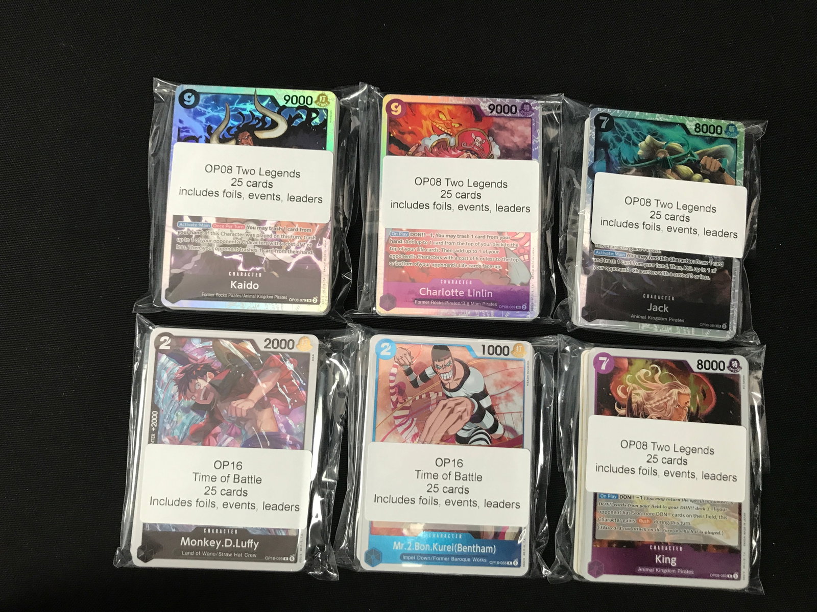 LOT OF 150 ONE PIECE OP8/16 TCG TRADING CARDS - INCLUDING FOILS: Prices are in Canadian dollars