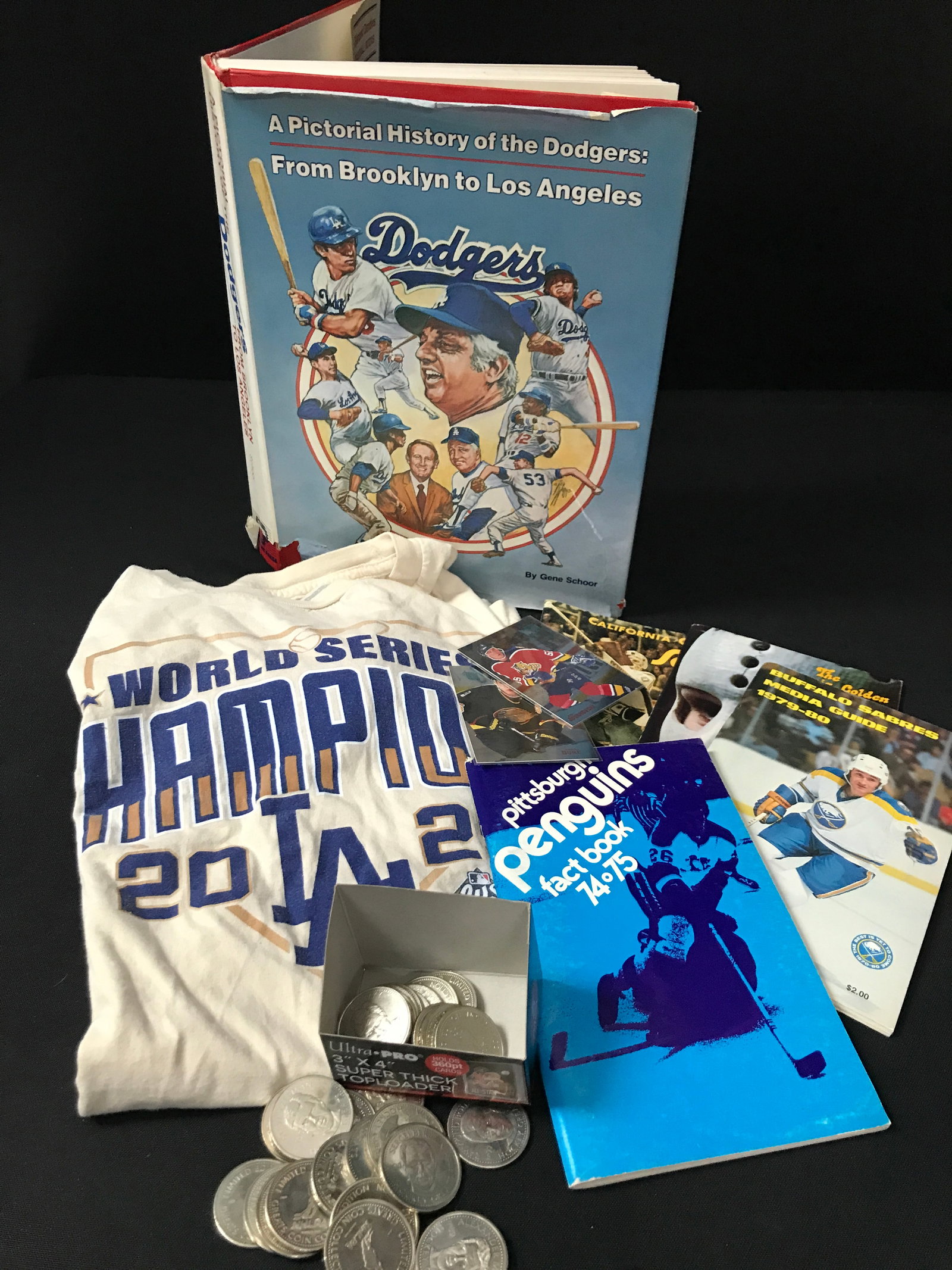 LOT OF SPORTS MEMORABILIA - INCLUDING COINS: Prices are in Canadian dollars