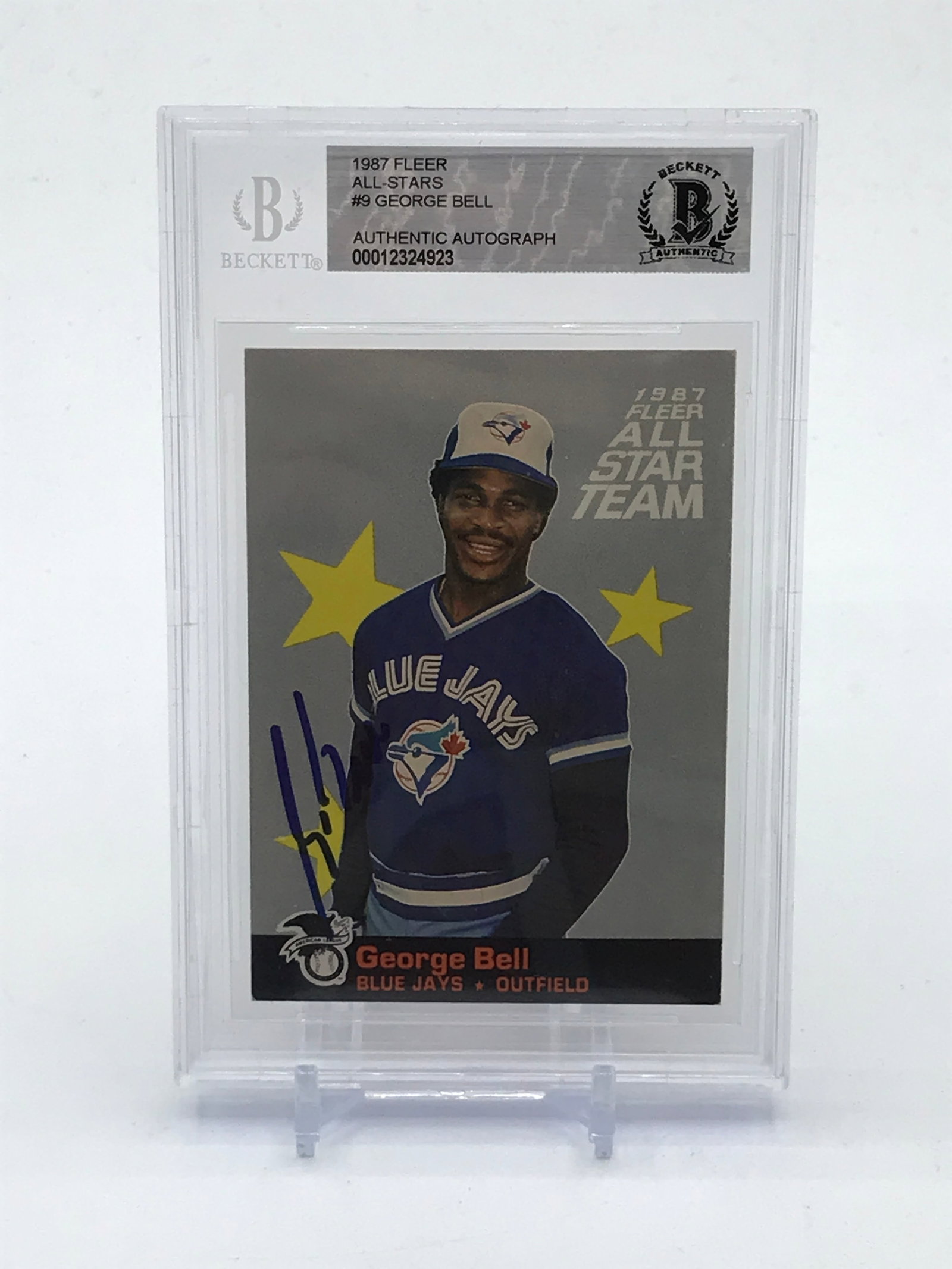 1987 FLEER ALL STARS GEORGE BELL SIGNED TRADING CARD - BECKETT ENCAPSULATED: Prices are in Canadian dollars
