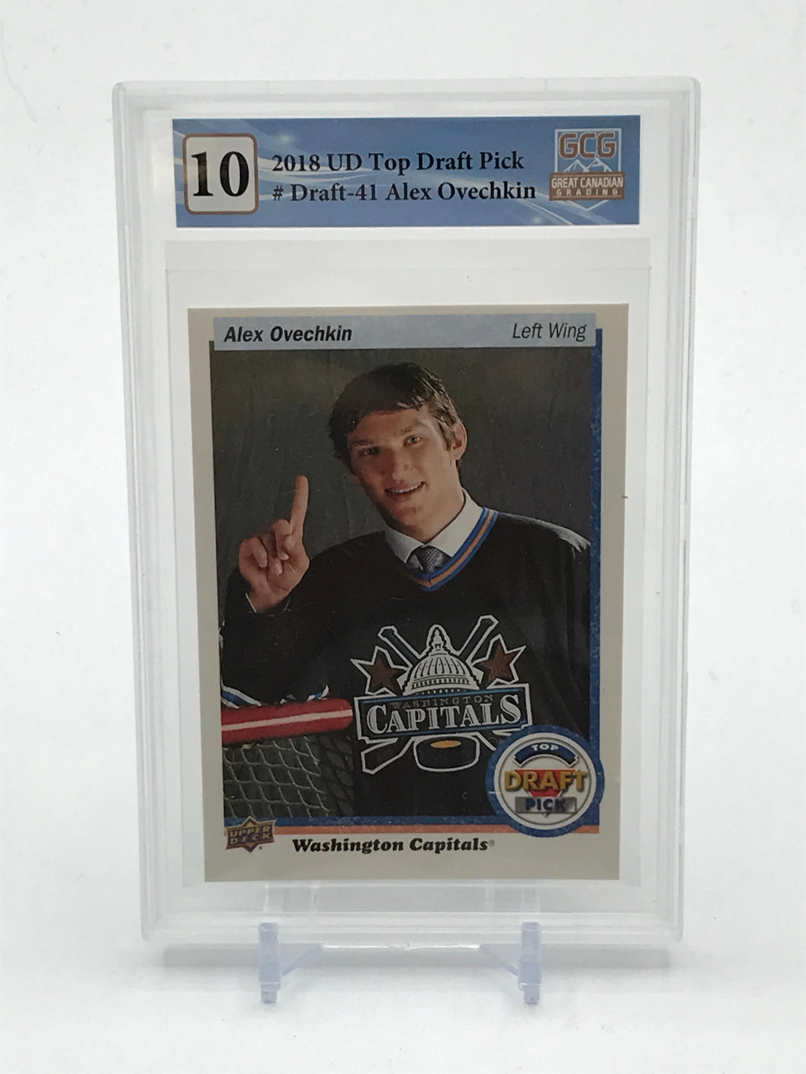 2018 UPPER DECK TOP DRAFT PICK ALEX OVECHKIN TRADING CARD - GCG GRADE 10 (1 of 2)