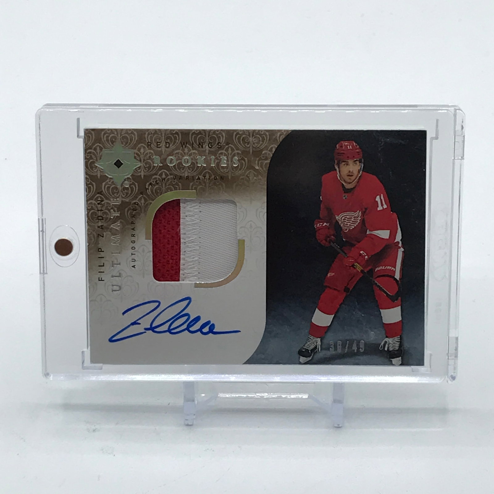 2019-20 UPPER DECK ULTIMATE COLLECTION FILIP ZADINA SIGNED PATCH ROOKIE CARD 30/49: Prices are in Canadian dollars