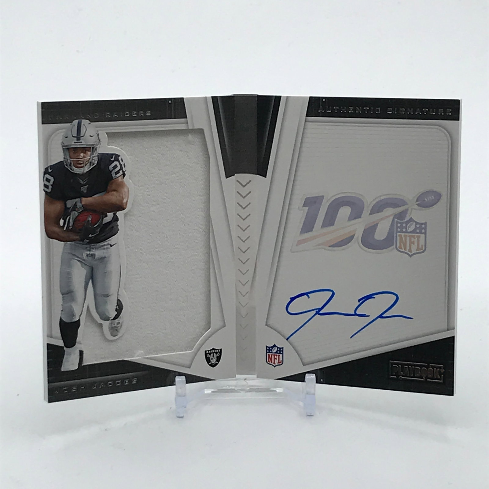 2019 PANINI PLAYBOOK JOSH JACOBS SIGNED PATCH TRADING CARD 17/175: Prices are in Canadian dollars