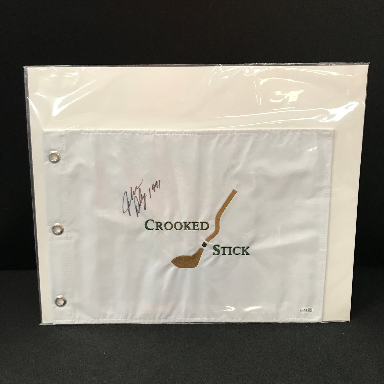 JOHN DALY SIGNED CROOKED STICK GOLF PIN - JSA COA: Prices are in Canadian dollars