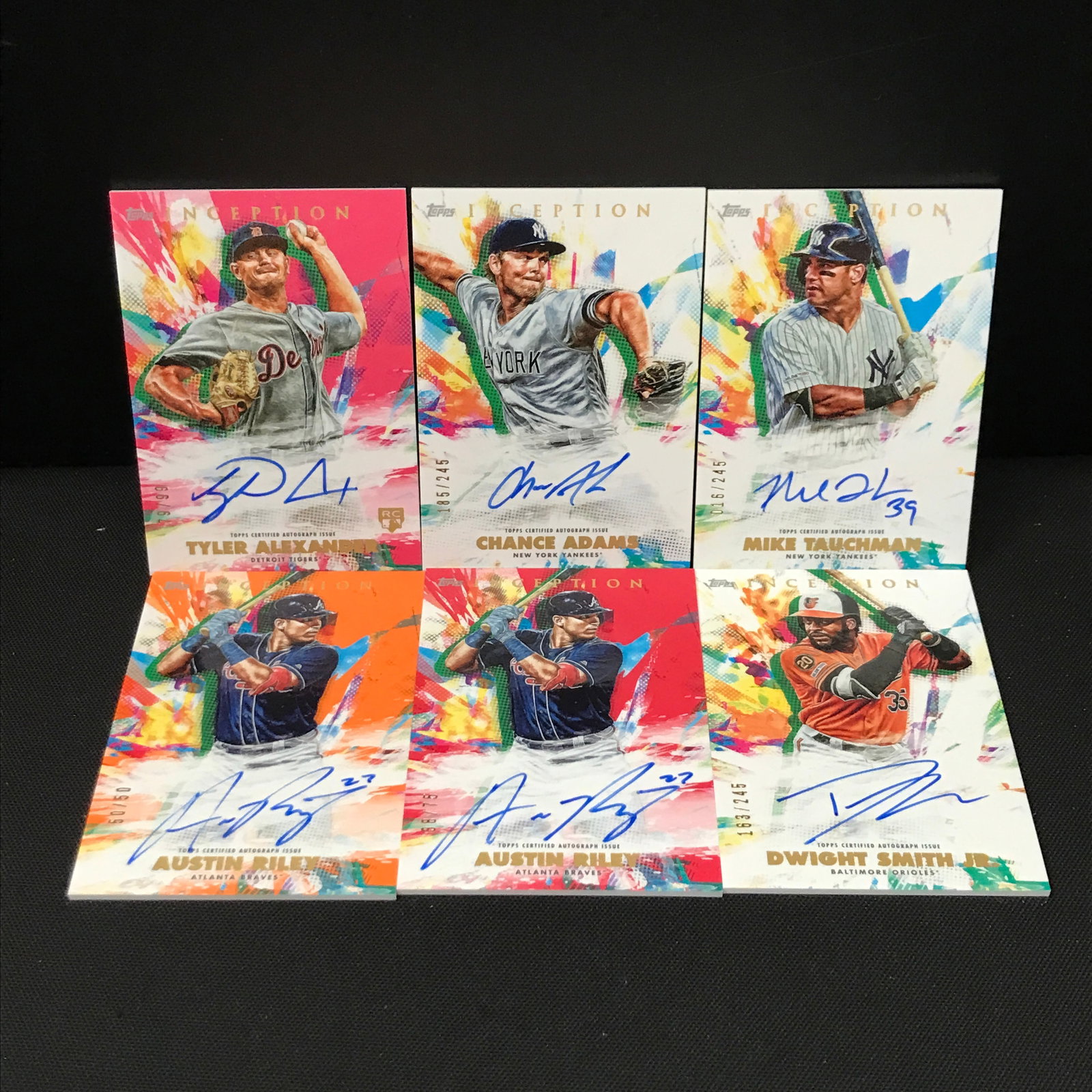 LOT OF 6 TOPPS SIGNED BASEBALL INCEPTION TRADING CARDS: Prices are in Canadian dollars
