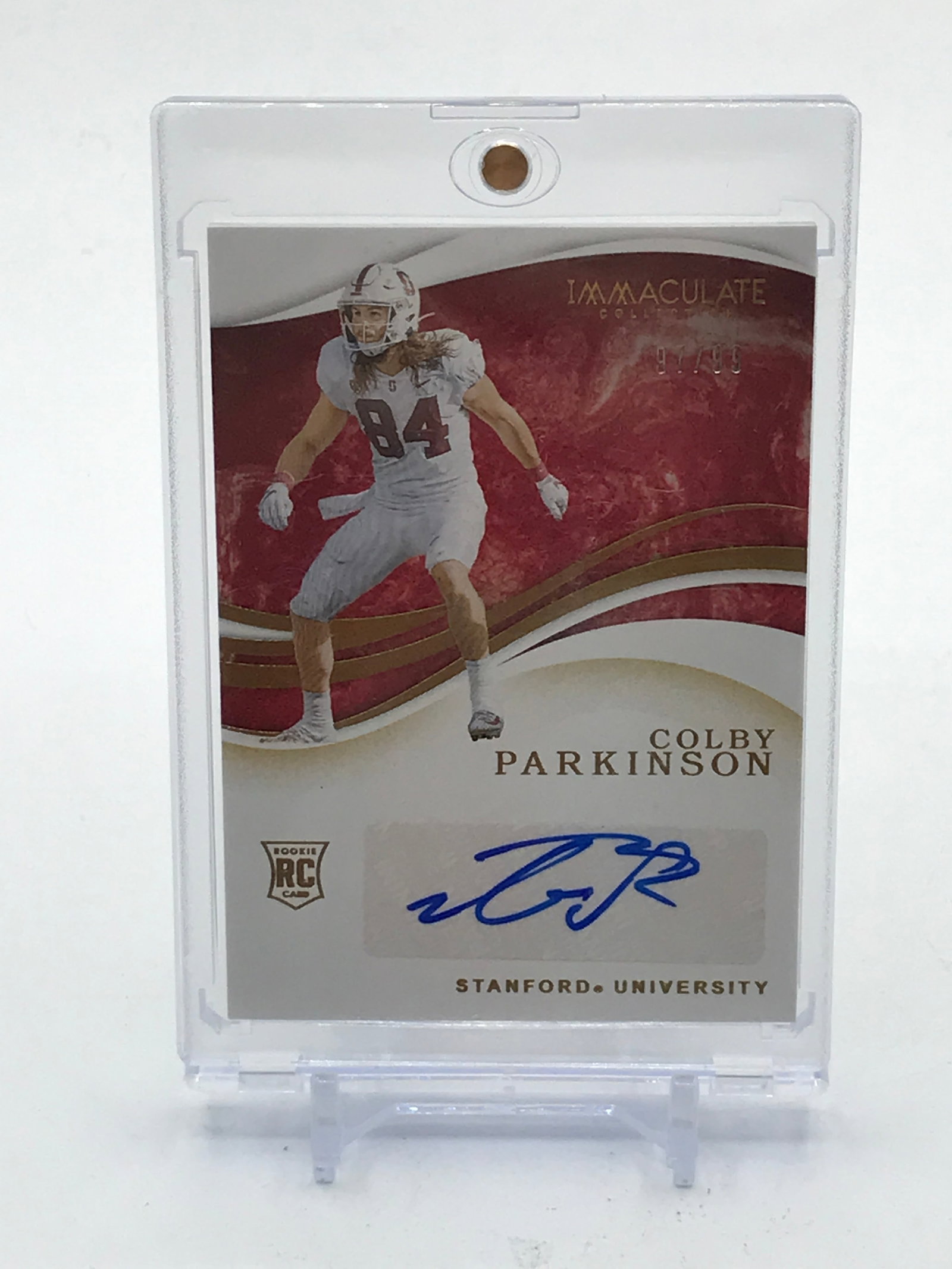 2020 PANINI IMMACULATE COLLECTION COLLEGIATE COLBY PARKINSON SIGNED ROOKIE TRADING CARD 97/99: Prices are in Canadian dollars