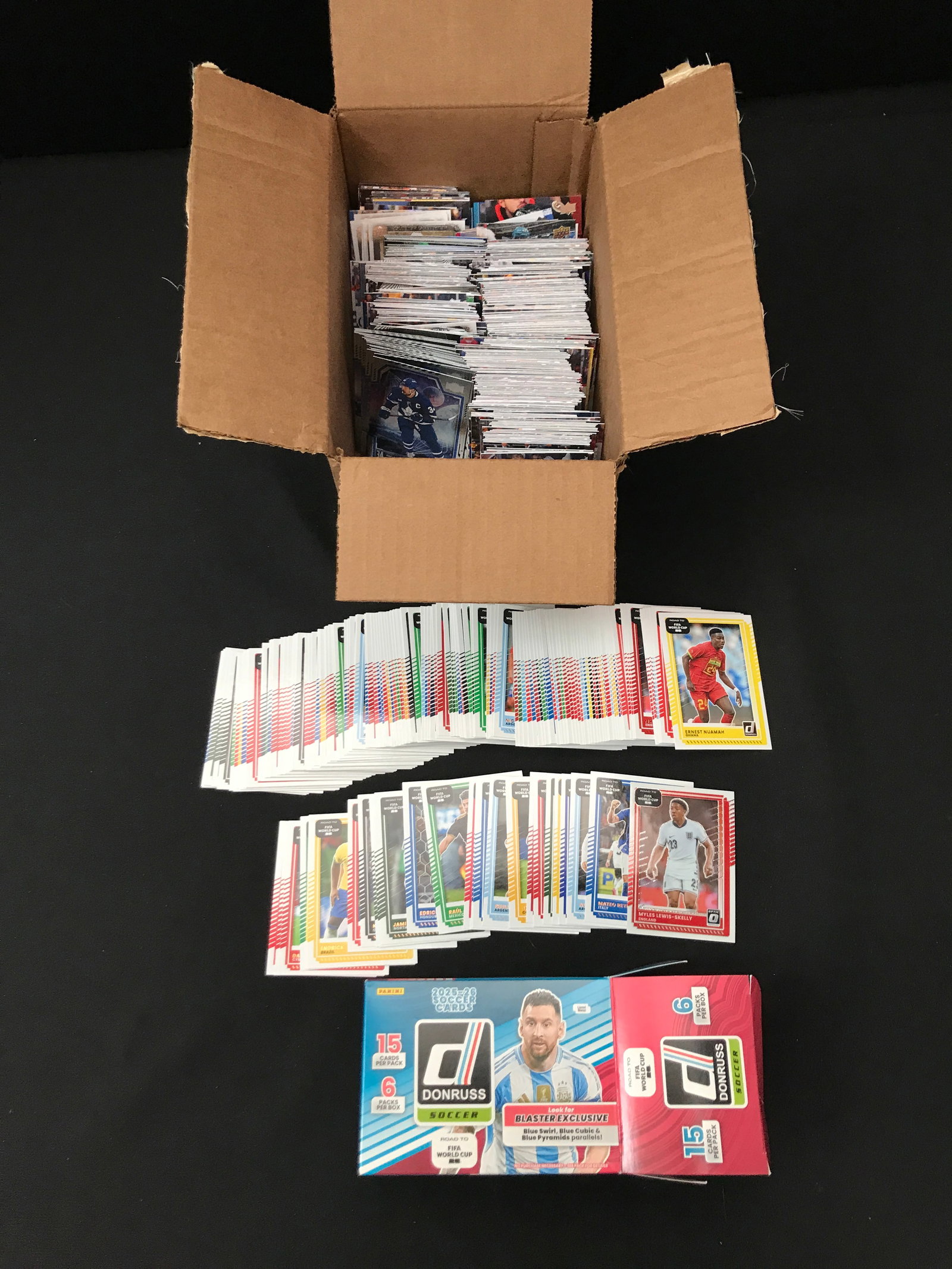 BOX OF SOCCER TRADING CARDS: Prices are in Canadian dollars