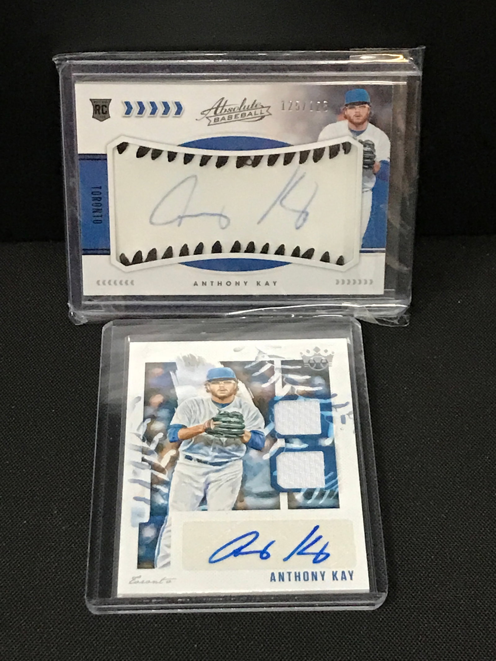 LOT OF 2 ANTHONY KAY BASEBALL SIGNED PATCH TRADING CARDS: Prices are in Canadian dollars