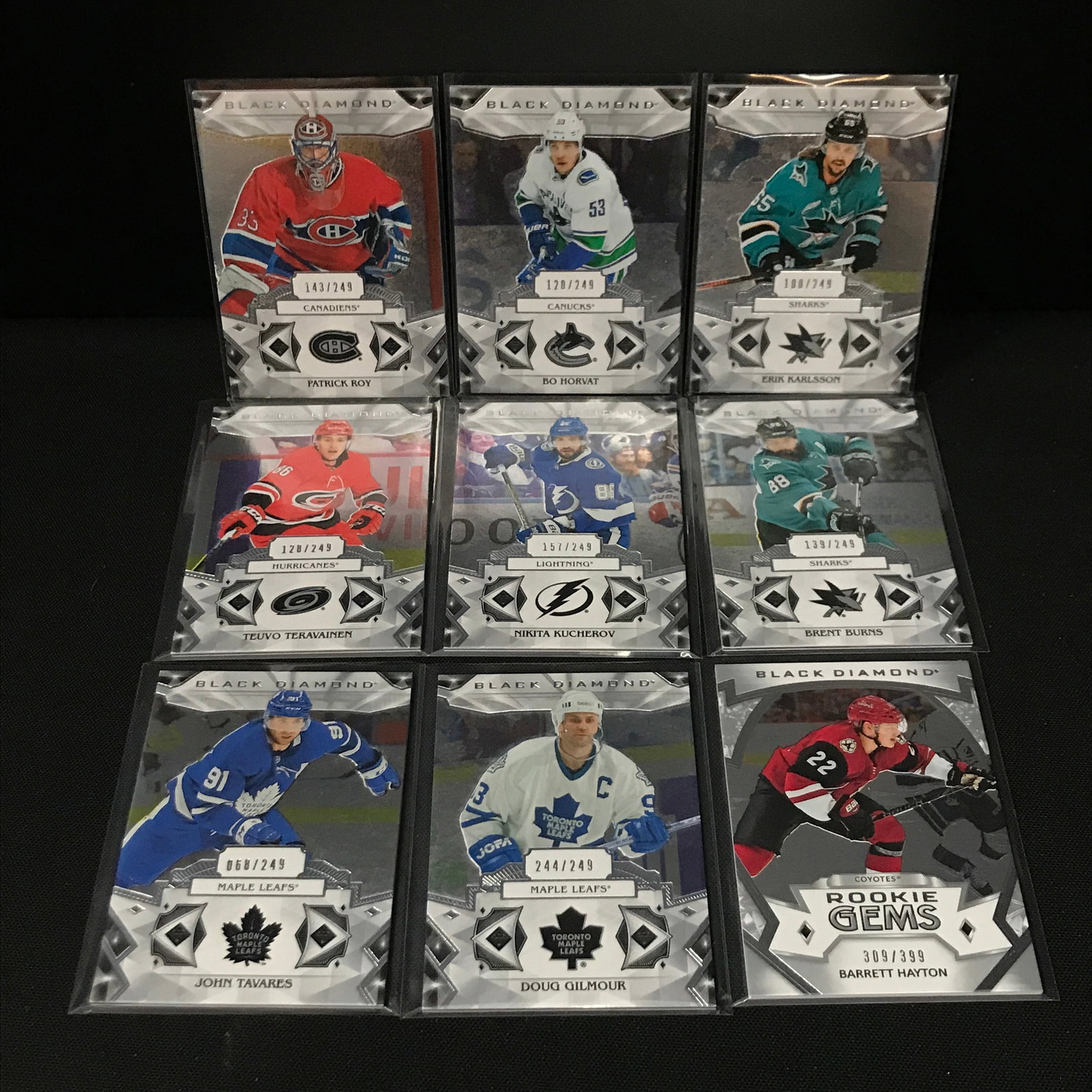 LOT OF 9 BLACK DIAMOND HOCKEY TRADING CARDS: Prices are in Canadian dollars