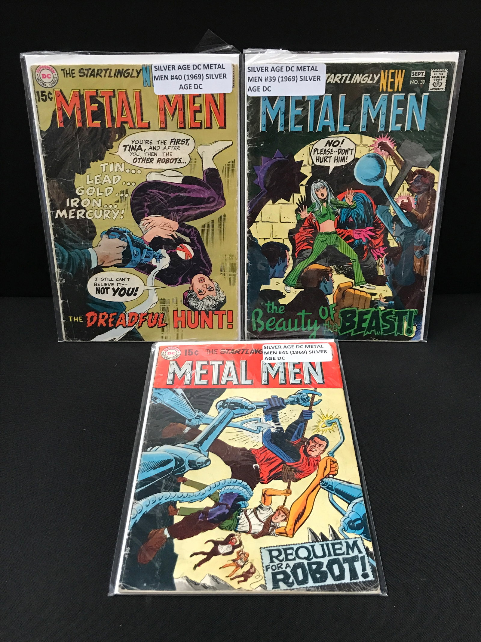 LOT OF 3 METAL MEN COMICS #39 - #41 (1969) - DC COMICS: Prices are in Canadian dollars