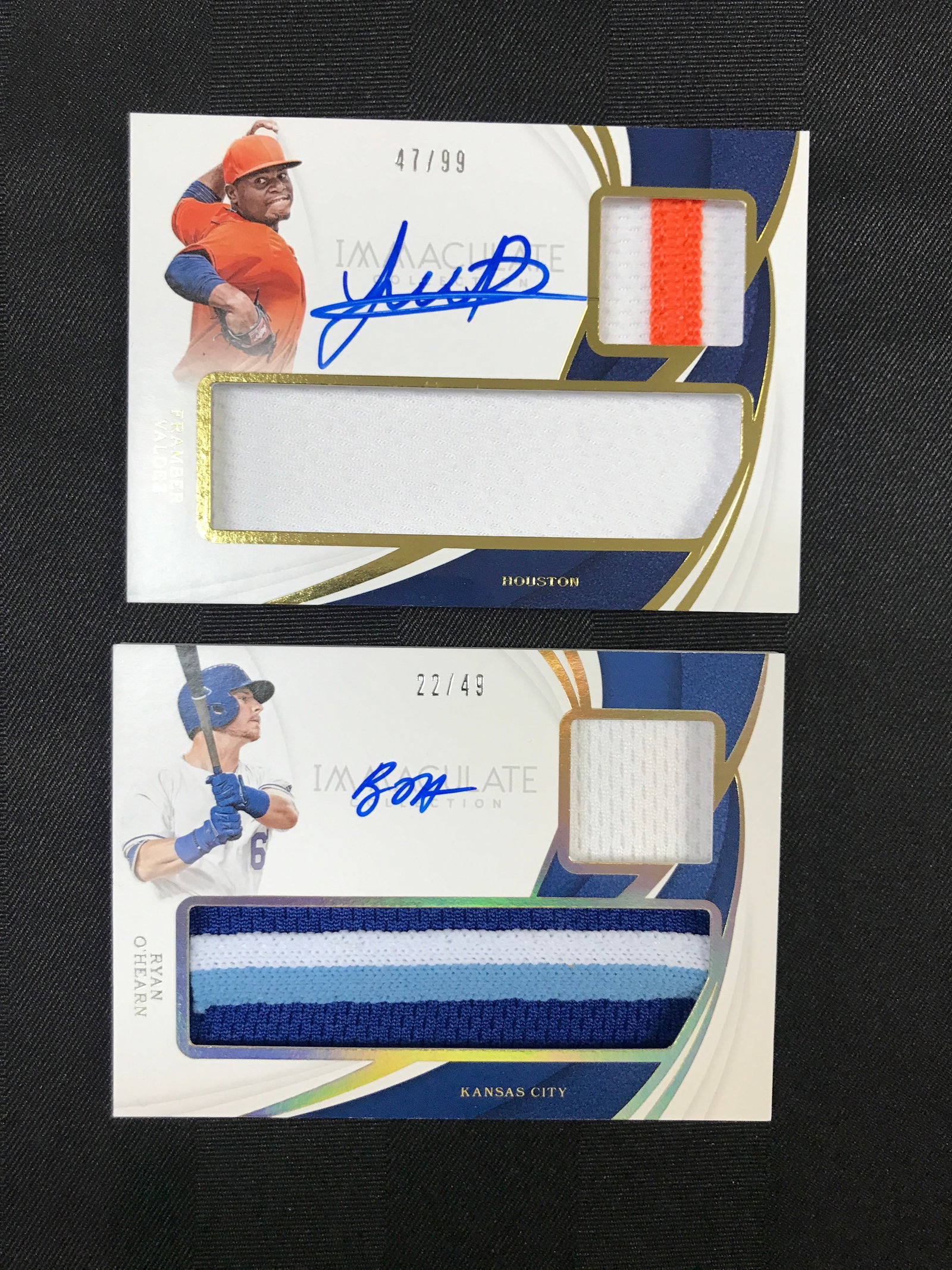 LOT OF 2 2019 IMMACULATE COLLECTION BASEBALL SIGNED PATCH BASEBALL TRADING CARDS - 47/99 & 22/49 (1 of 2)