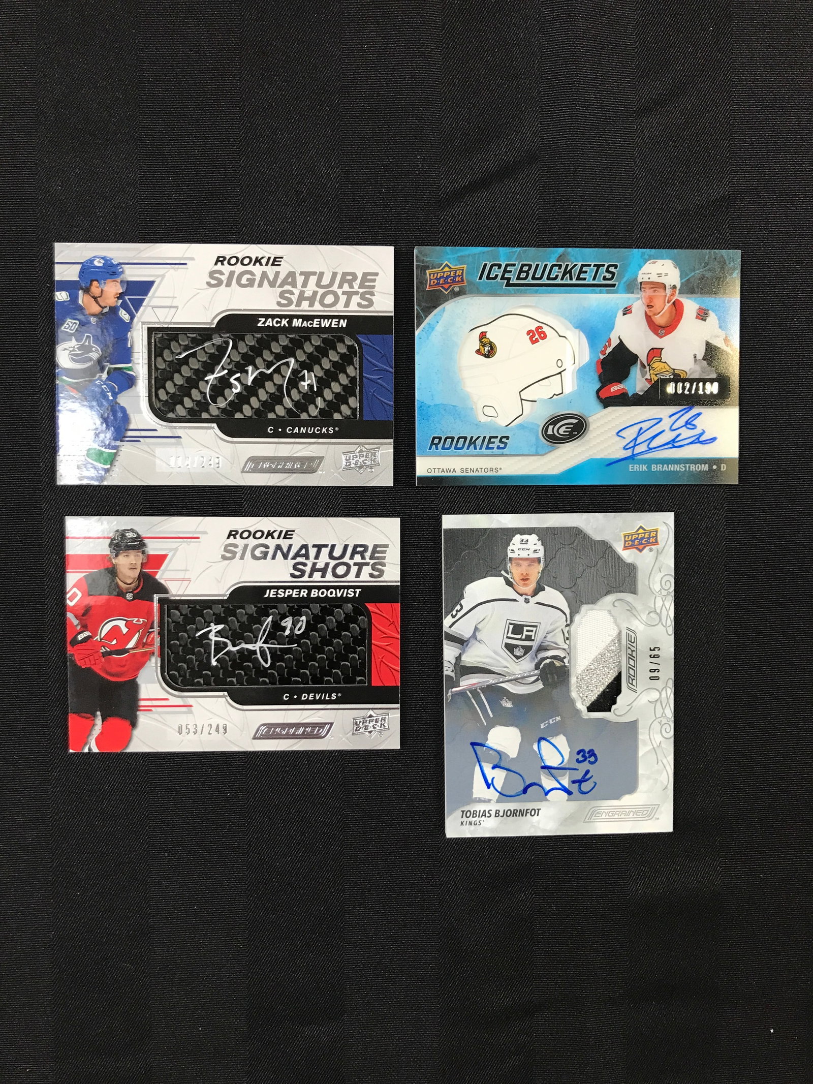 LOT OF 4 UPPER DECK ROOKIE PATCH AUTO TRADING CARDS: Prices are in Canadian dollars