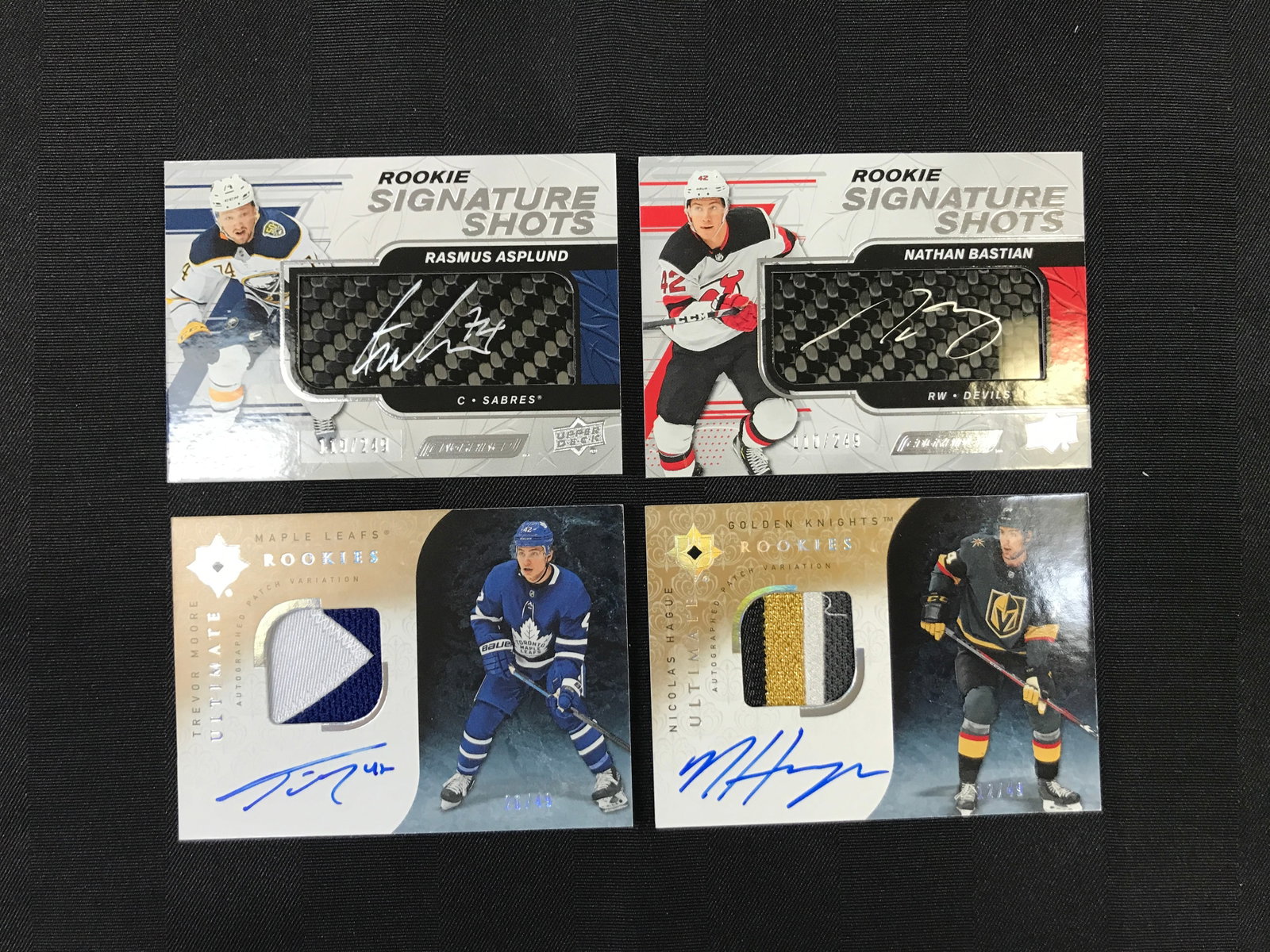 LOT OF 4 UPPER DECK ROOKIE PATCH AUTO TRADING CARDS: Prices are in Canadian dollars