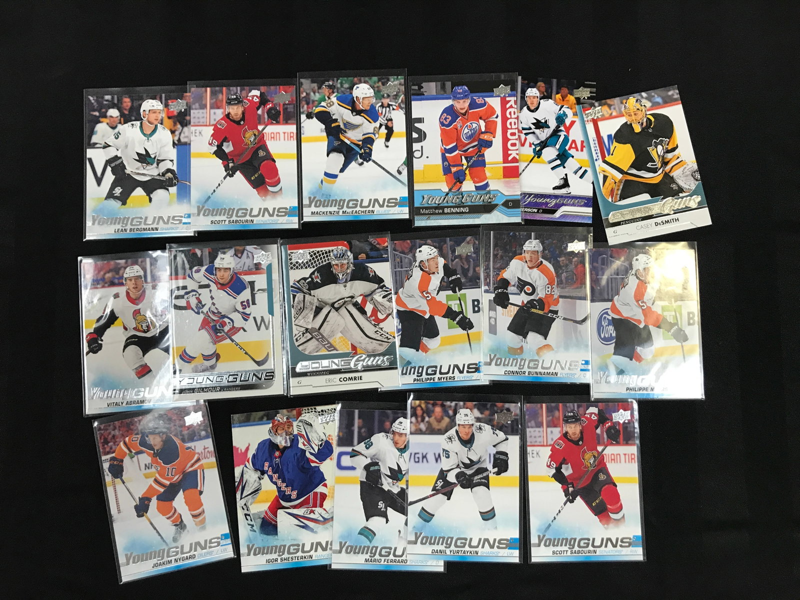 LOT OF 17 UPPER DECK YOUNG GUNS ROOKIE CARDS: Prices are in Canadian dollars