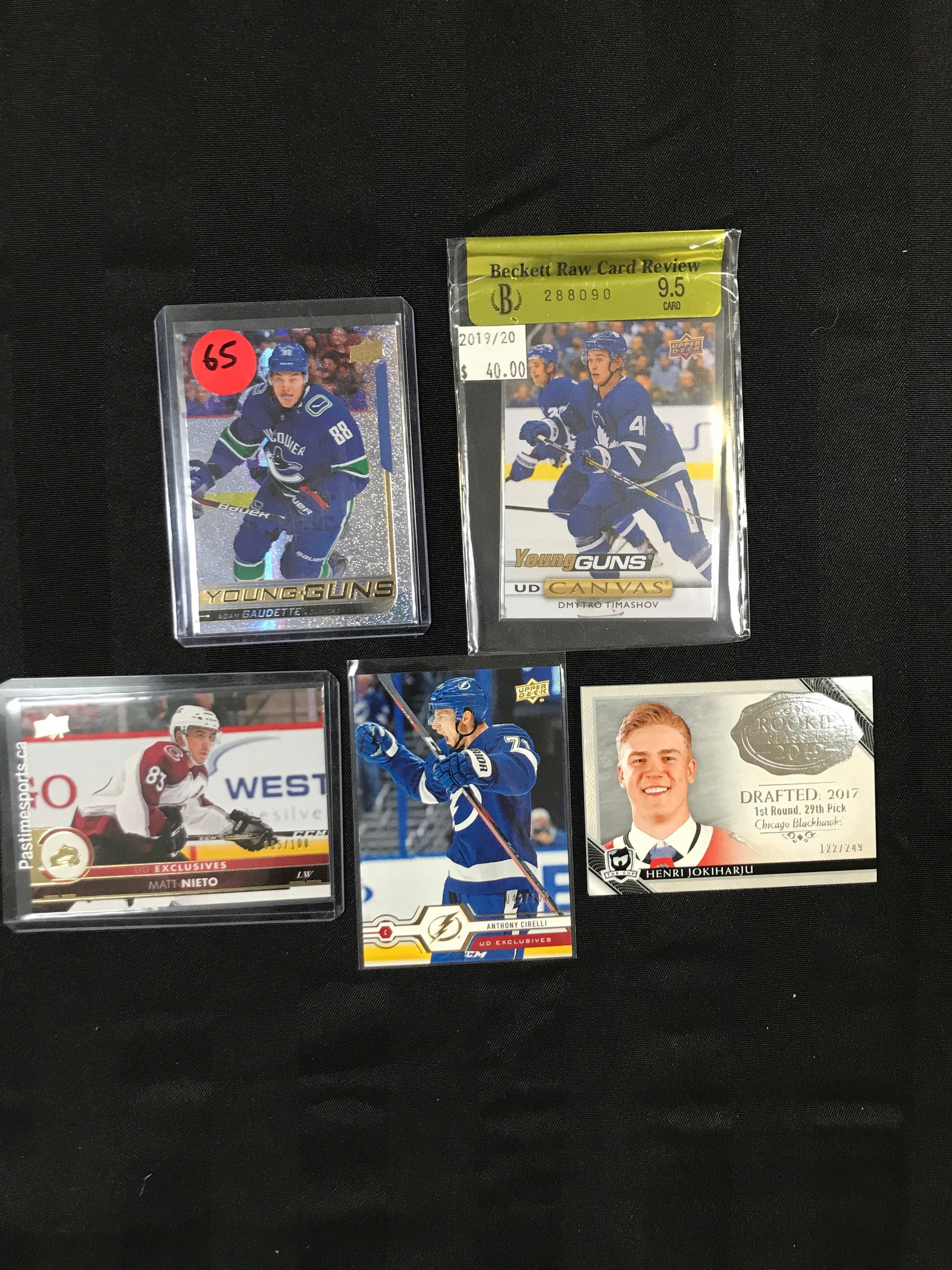 UPPER DECK EXCLUSIVE YOUNG GUNS TRADING CARD LOT: Prices are in Canadian dollars